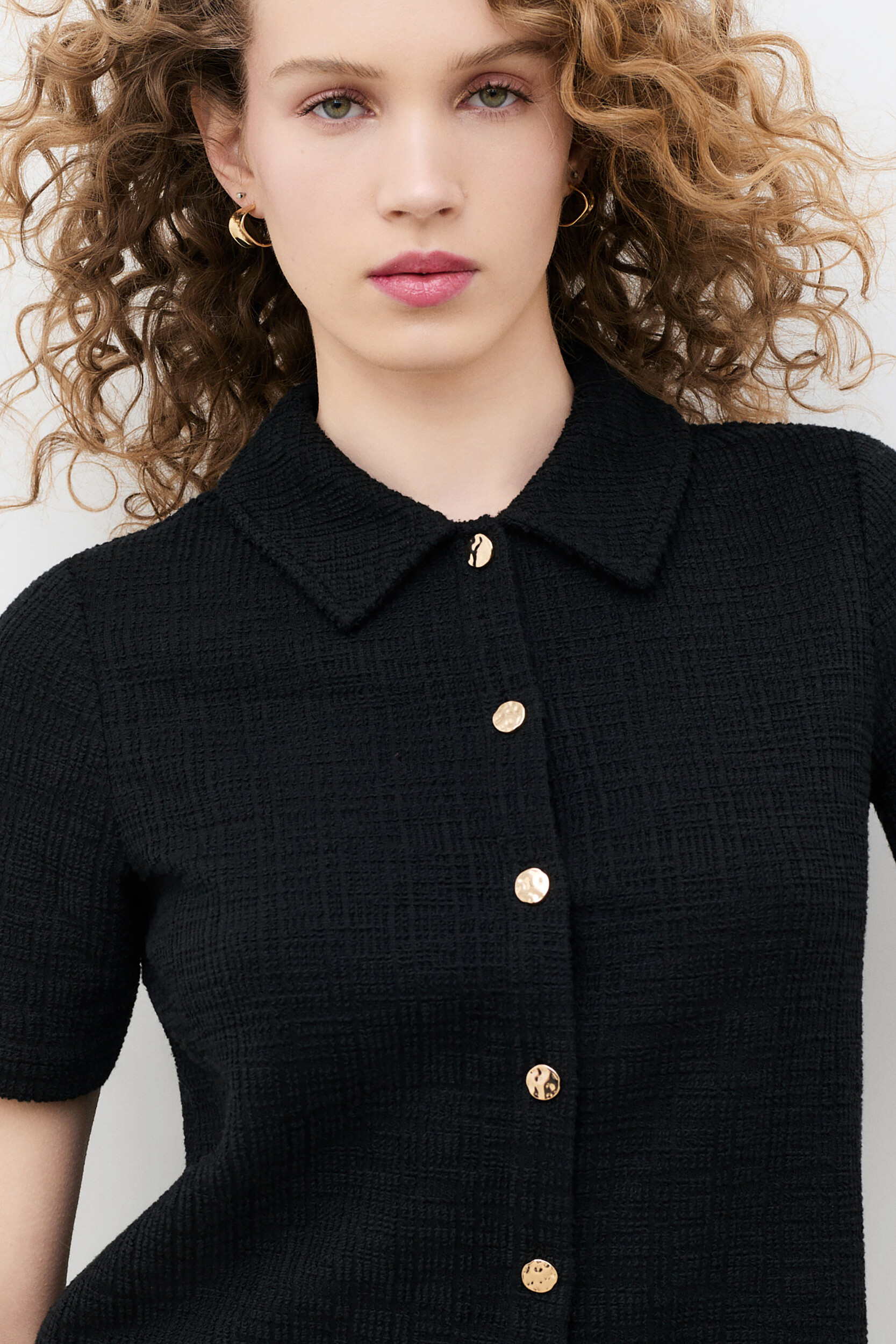 T-shirt court droit col chemise TDANIA, CAROLL