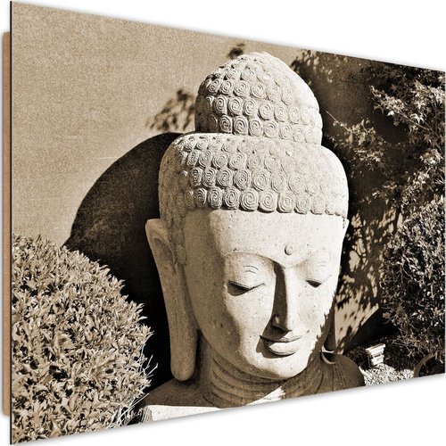 Tableau Zen Bouddha : Méditation Florale Rouge et Or, H 80 cm