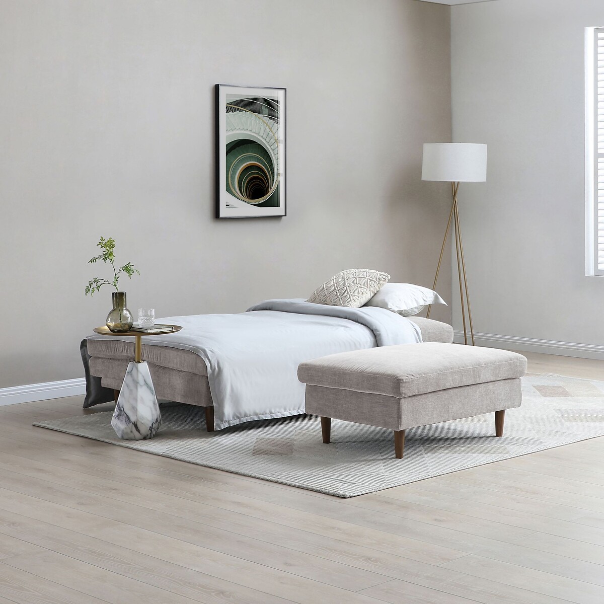 Sawyer Chenille Modular Footstool, SO'HOME