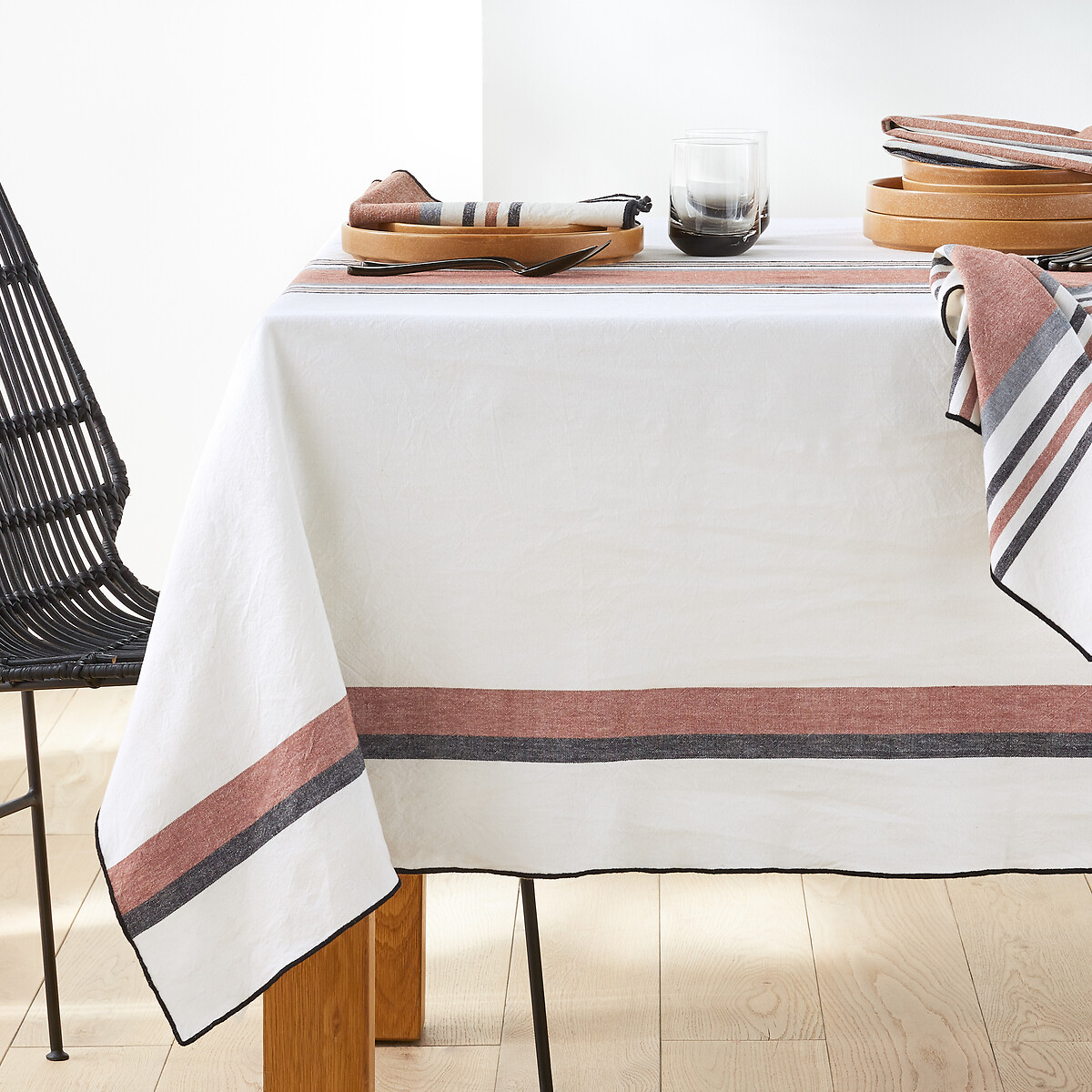 Onya Striped Woven-Dyed Thick 100% Cotton Tablecloth