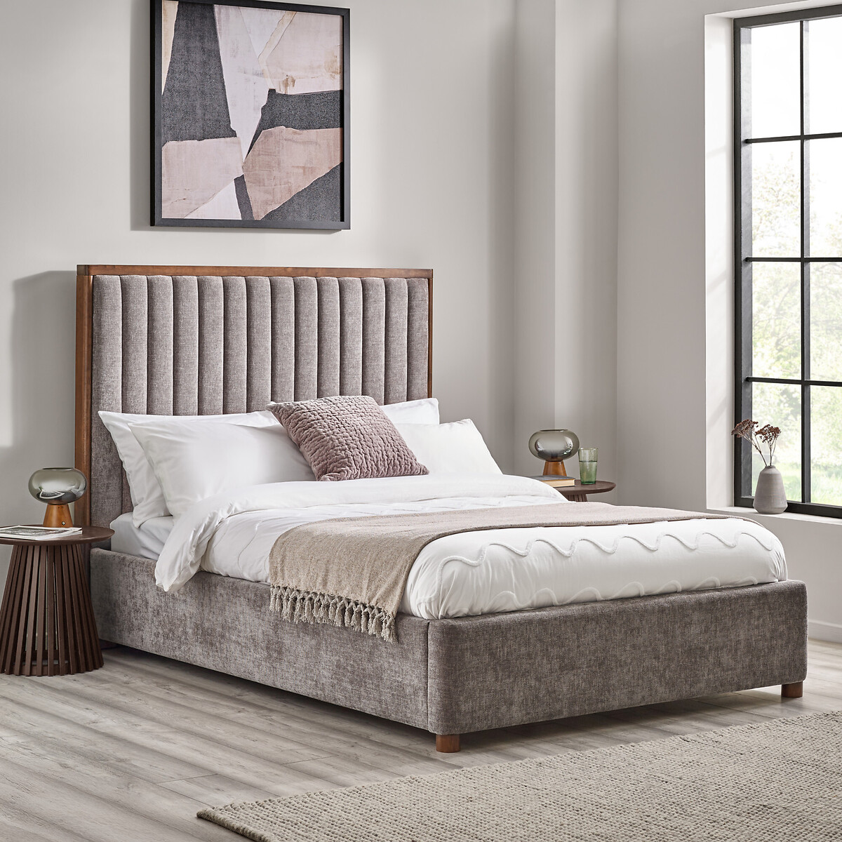 Windermere Chenille Panelled Headboard Bed, SO'HOME