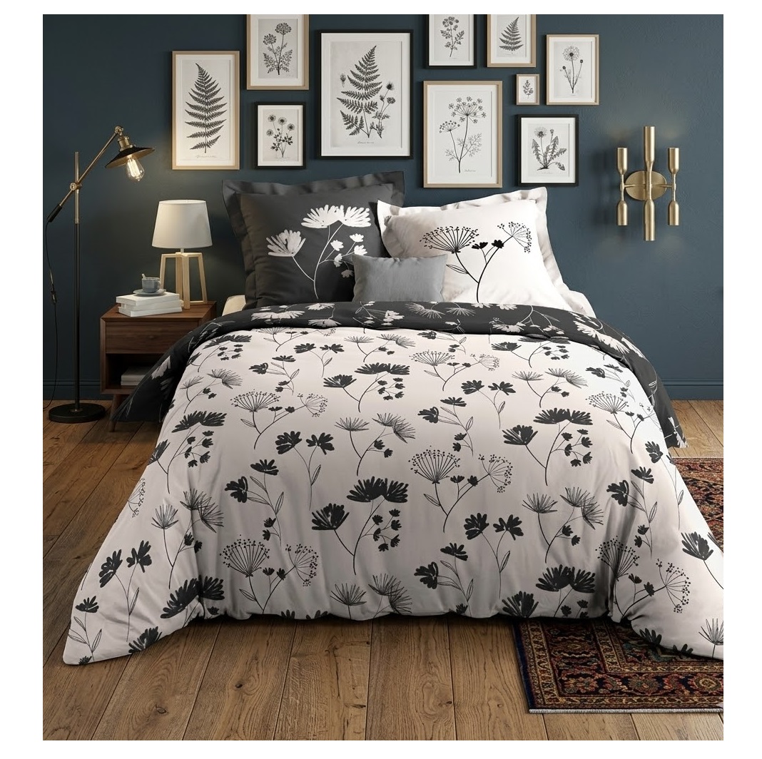 Parure de lit en percale de coton Collection Iris, EDEN