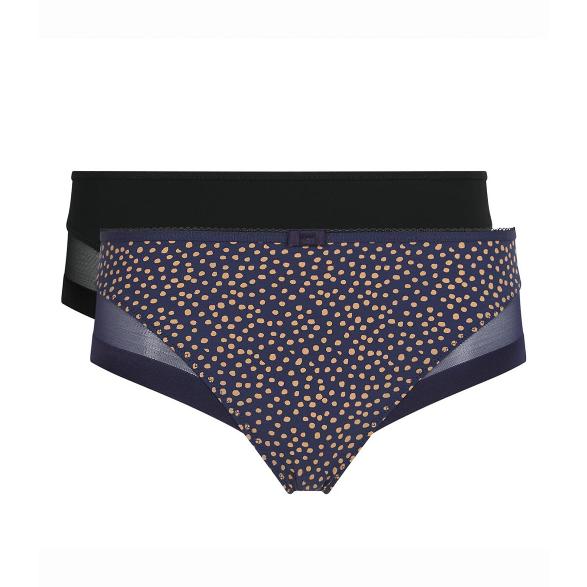 Pack of 2 generous knickers , polka dot print/black, Dim | La Redoute