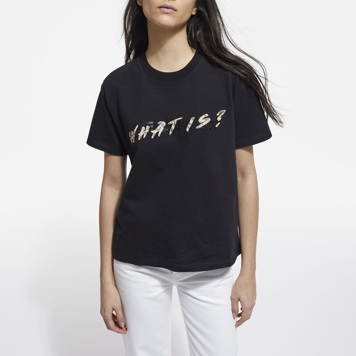 Tee shirt col rond manches courtes The Kooples noir