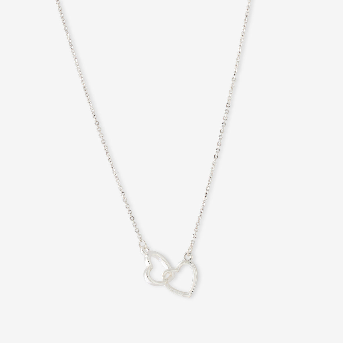 Collier chaîne fine cœurs entremêlés argenté, BALABOOSTE