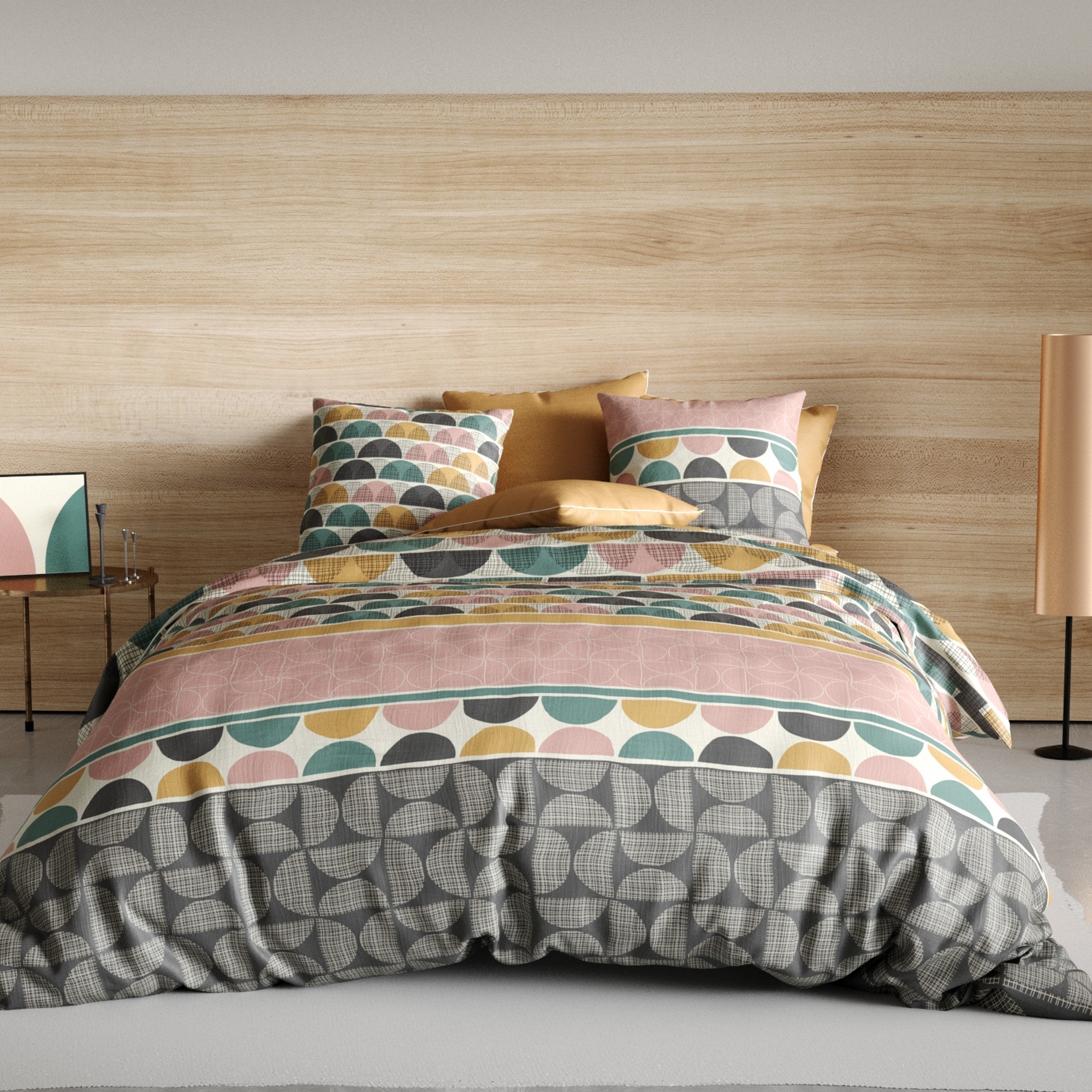 Parure de lit en 100% coton à motifs avec housse de couette + taie d’oreiller, EDEN