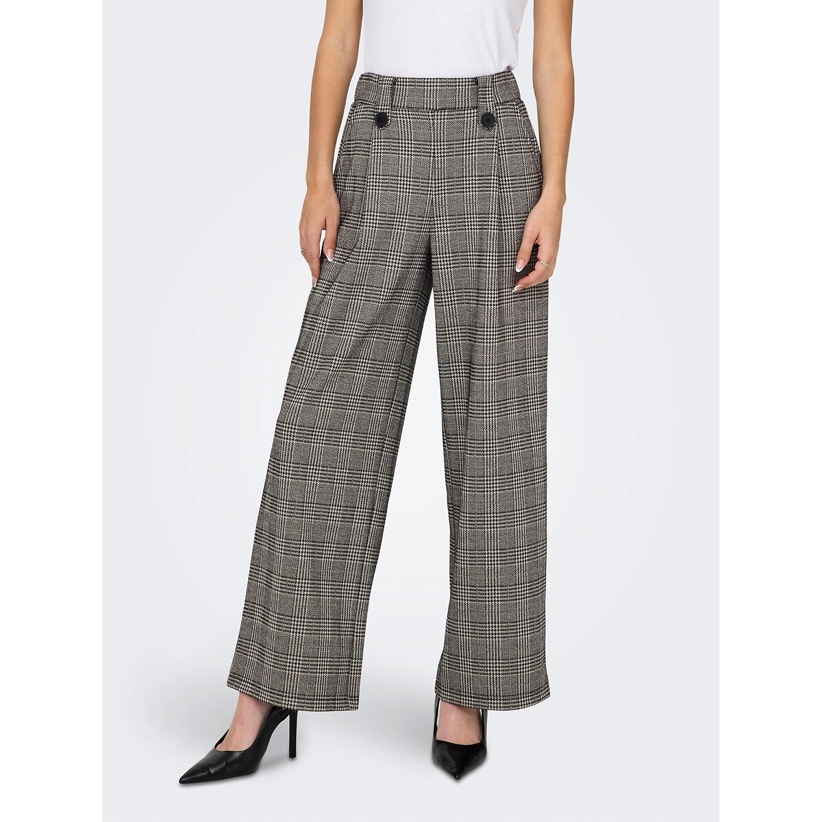 Image of Checked Wide Leg Trousers