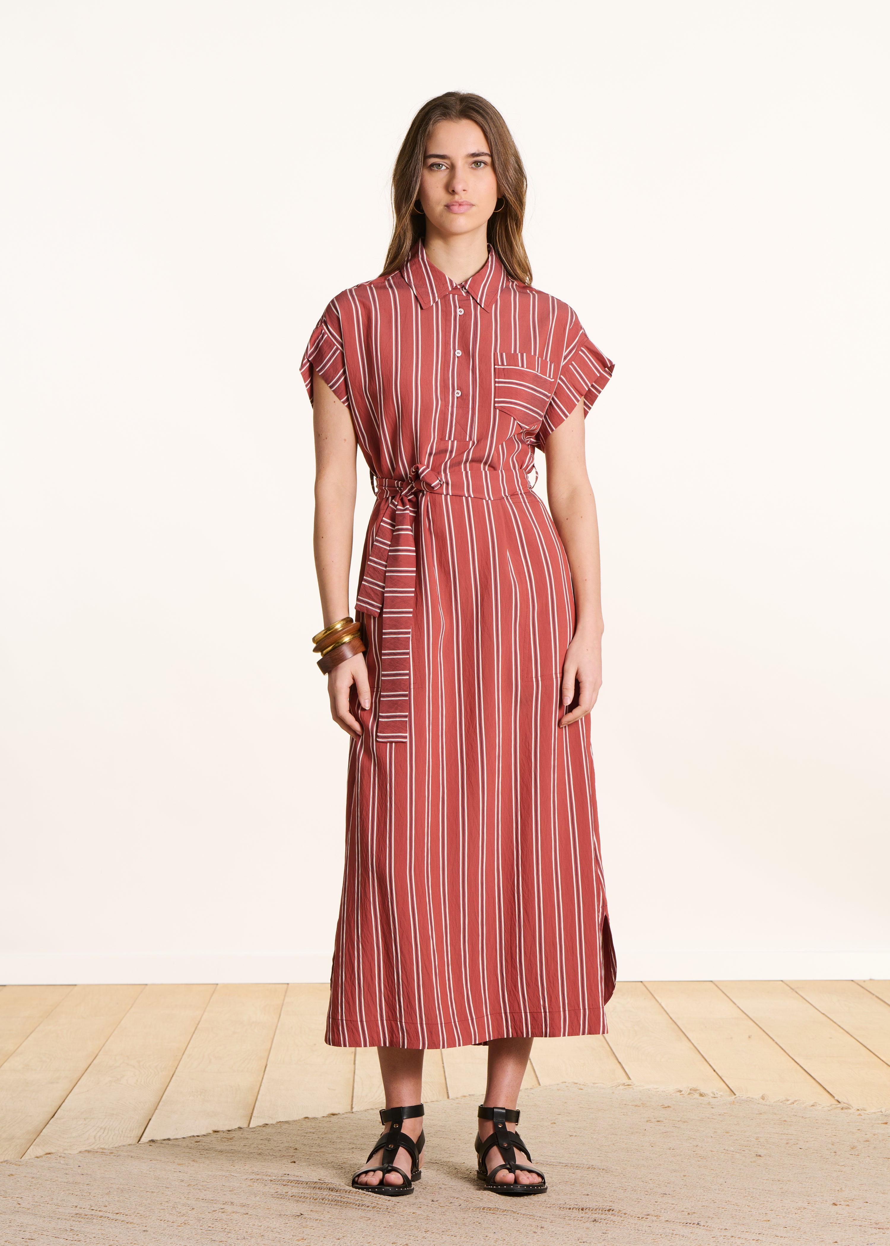 Robe chemise à rayures manches courtes, LA FEE MARABOUTEE