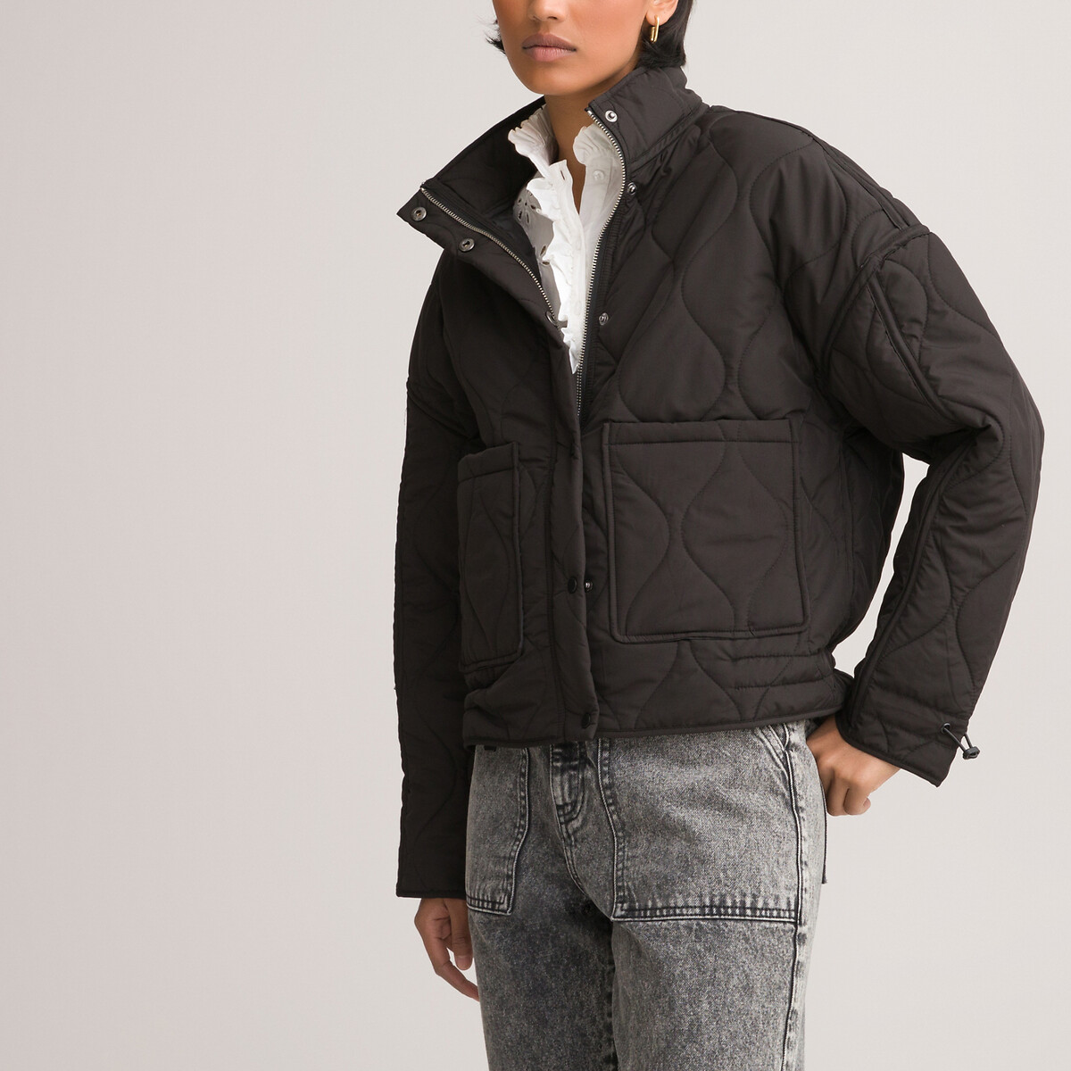 short quilted jacket with hood