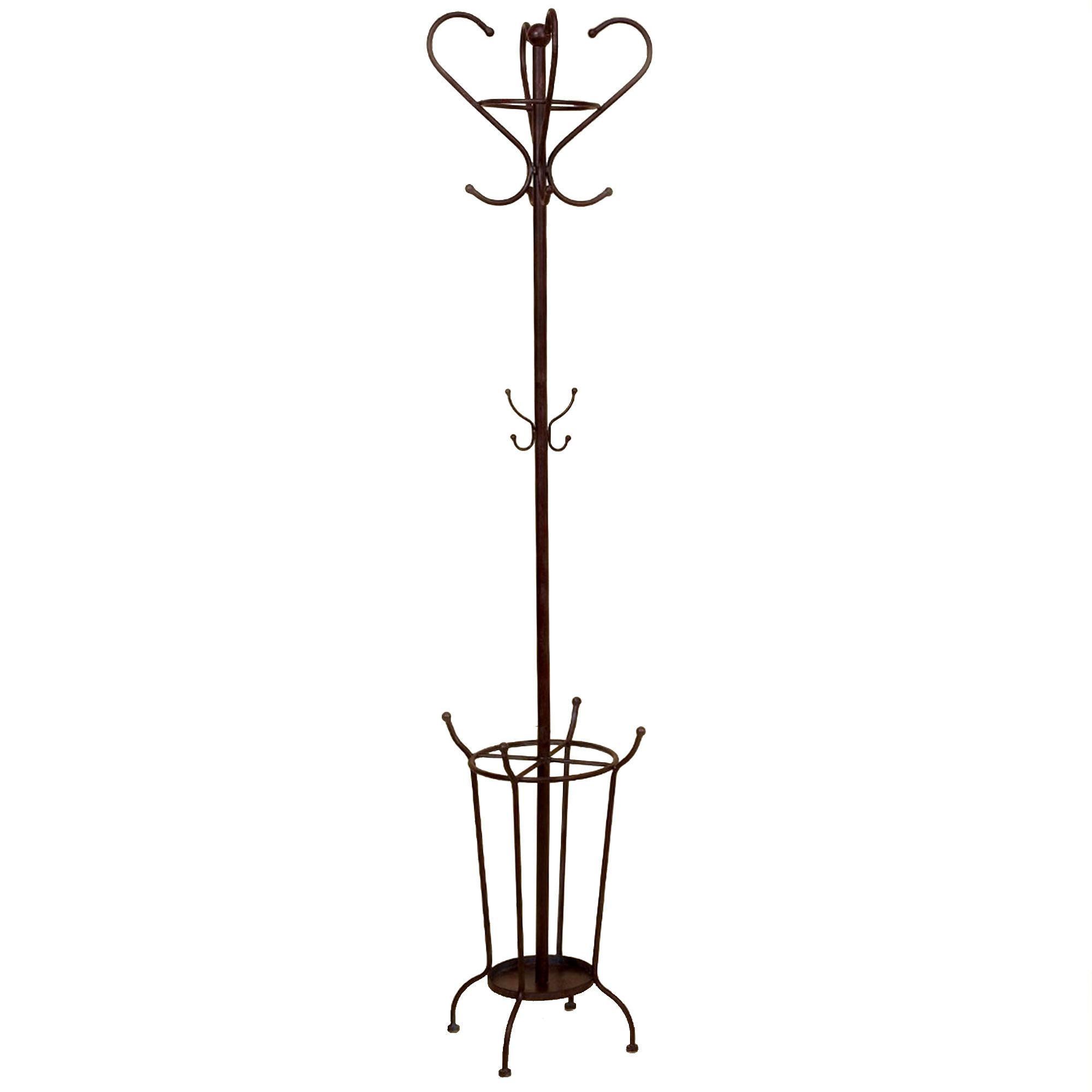 Portemanteau sur pied en métal marron avec porte-parapluies 38x38x177cm, WADIGA