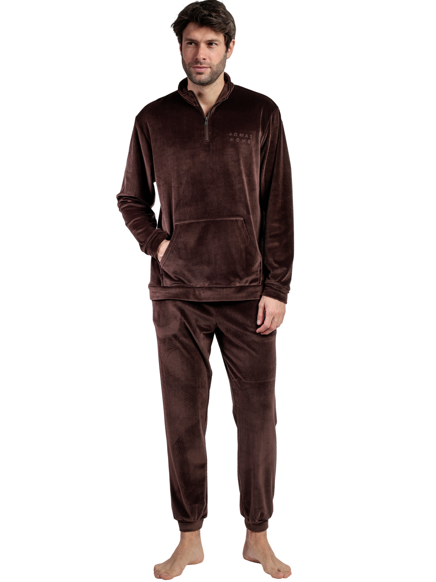 Pyjama pantalon sweat col montant zippé Corduroy, ADMAS