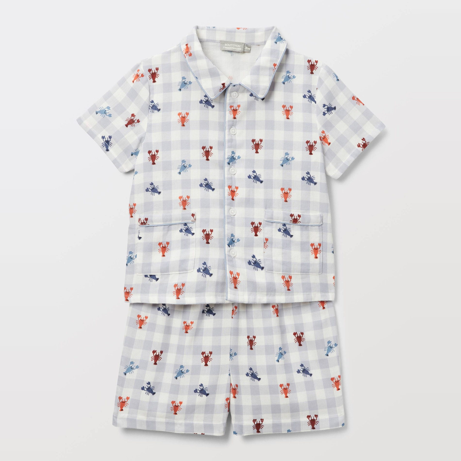 Pyjama court imprimé en gaze de coton, BOUT'CHOU