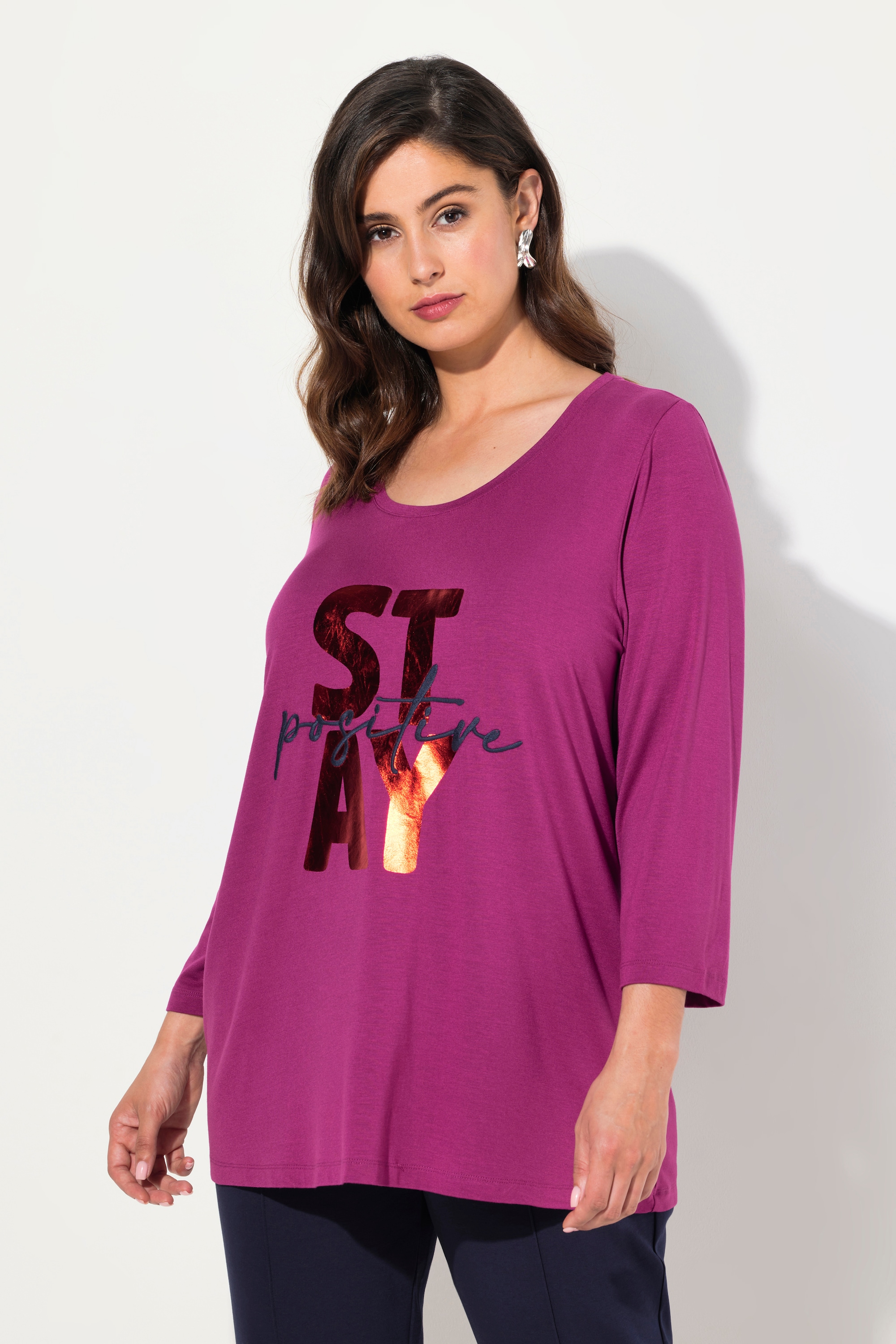 T-shirt col rond et manches 3/4, ULLA POPKEN