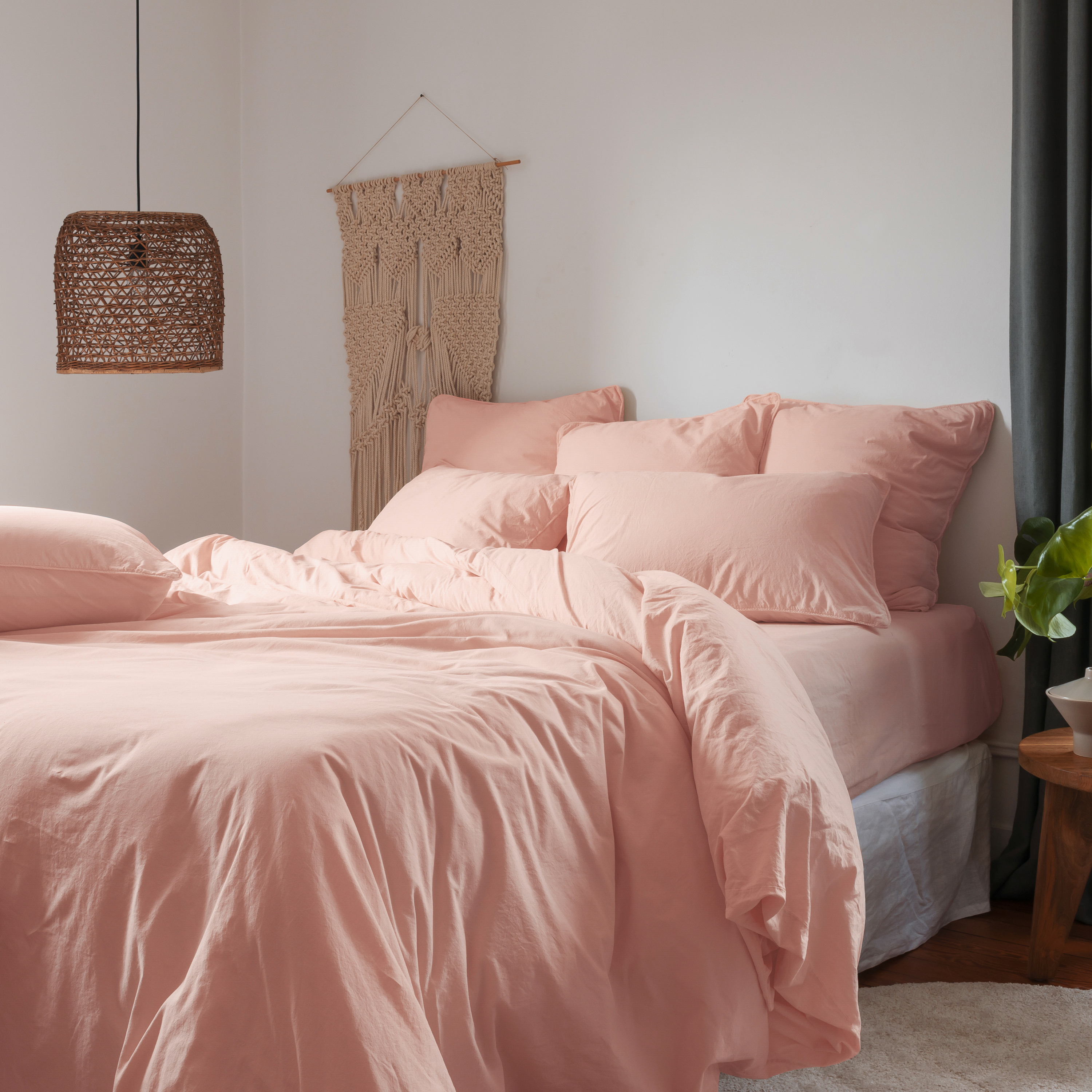 Housse de couette coton lavé bio SOUFFLE, CARRE BLANC