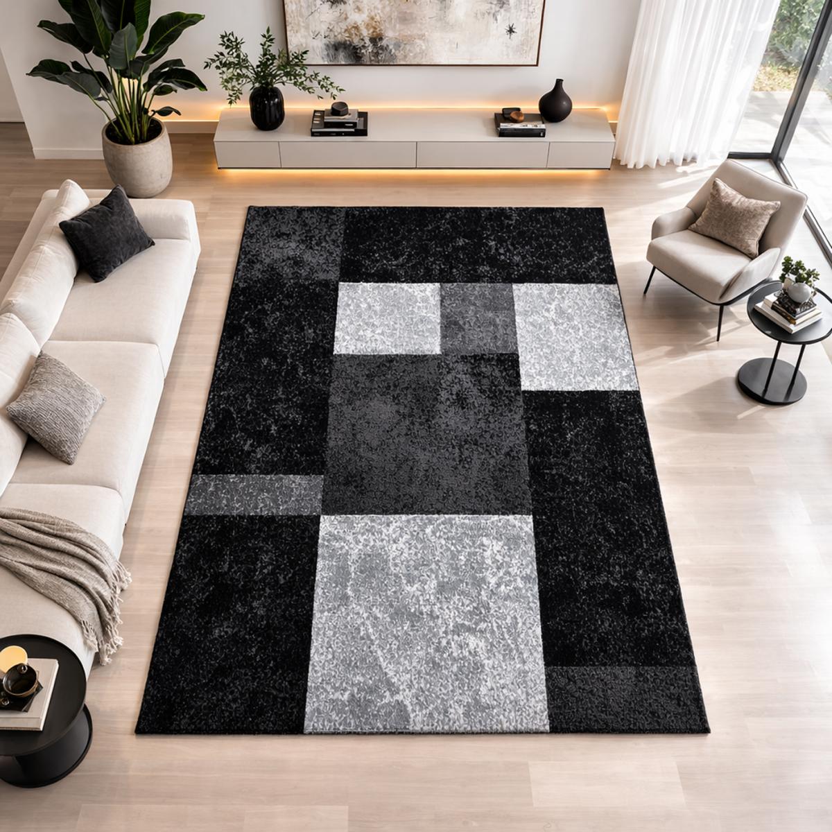 Tapis salon et chambre tissé motif géométrique CARARELLE, UN AMOUR DE TAPIS