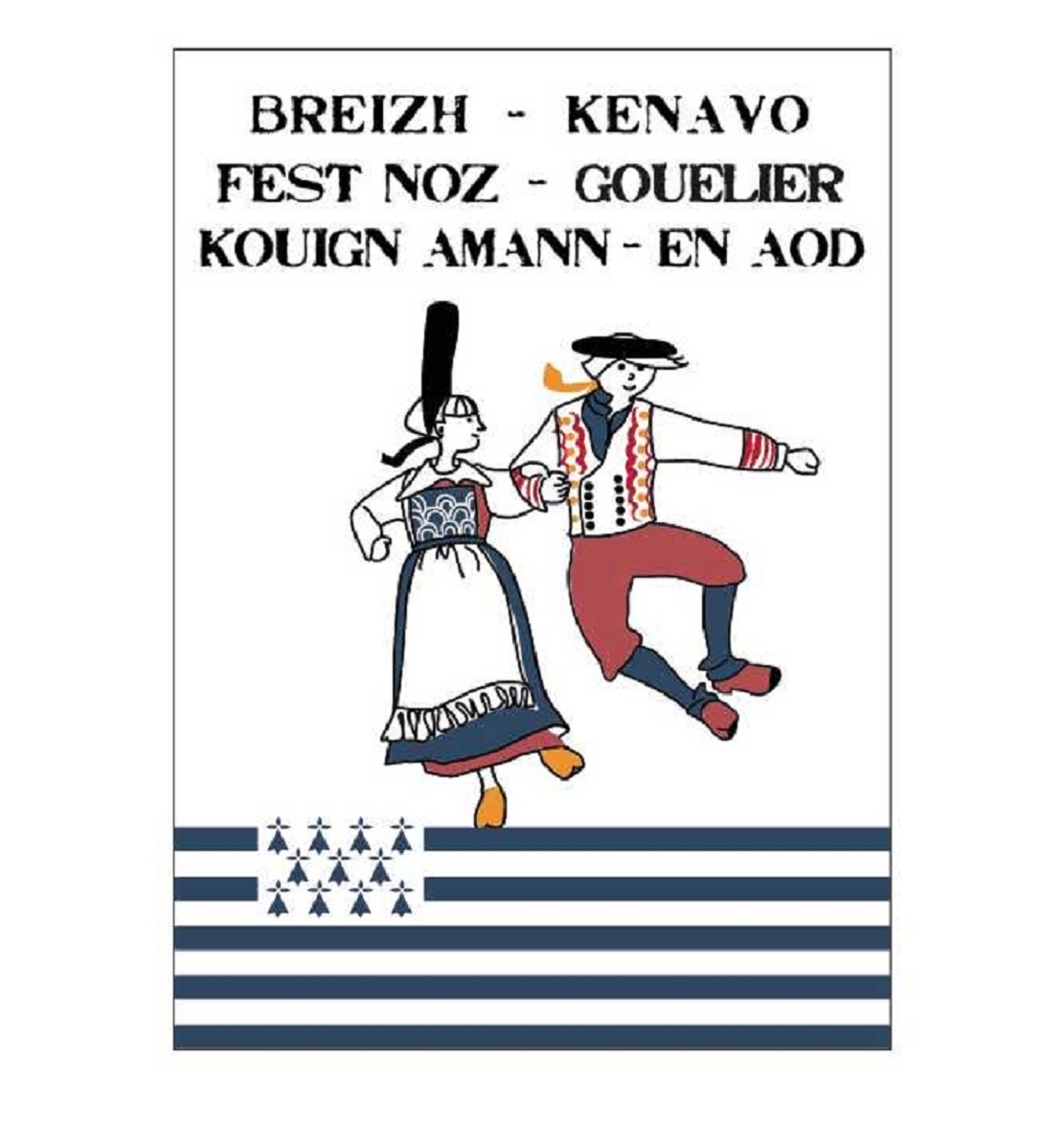 Lot de 2 torchon Bigouden fest noz, EDEN