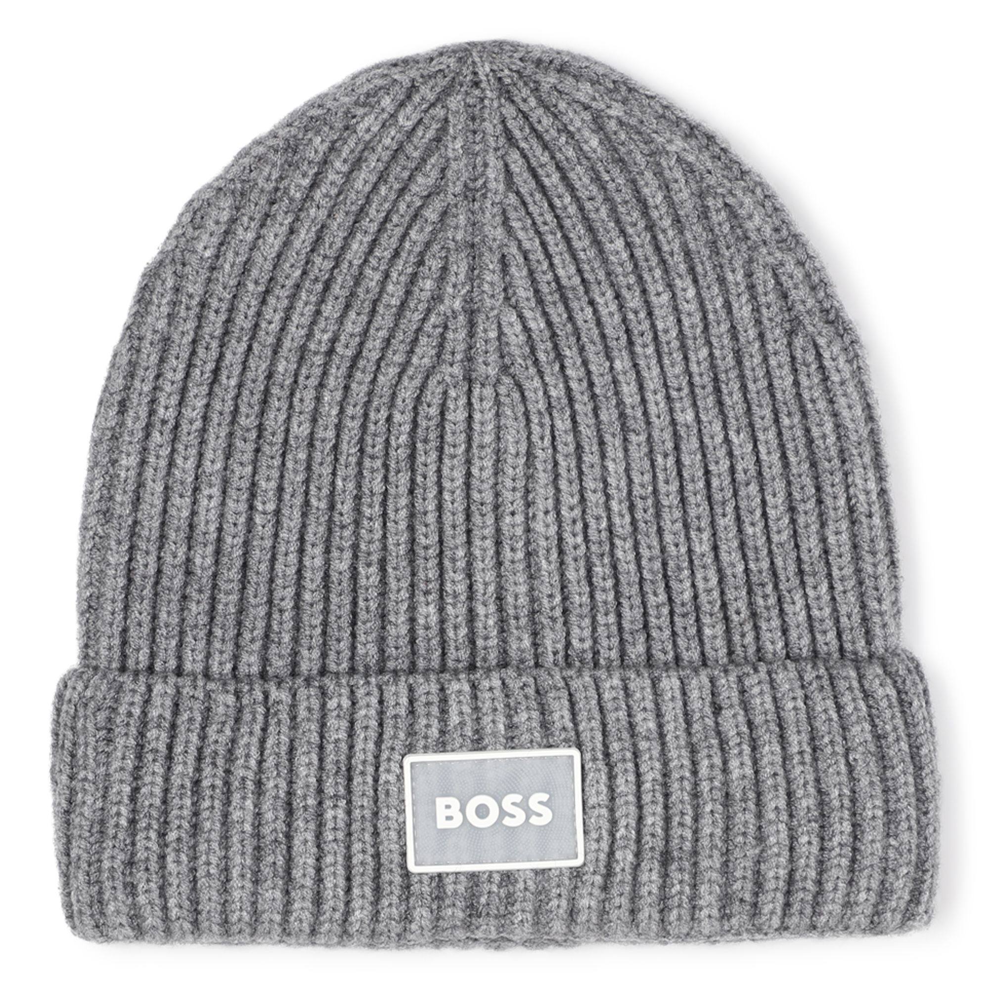 Chapeau tricoté avec insigne, BOSS KIDSWEAR