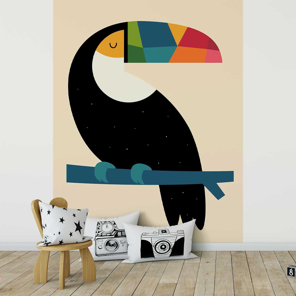 Papier peint toucan multicolore, HEXOA