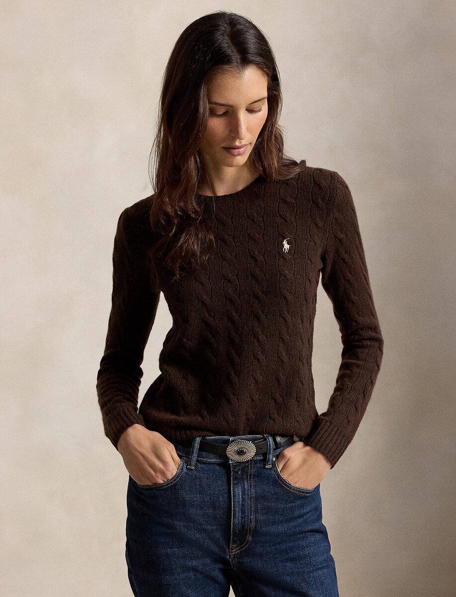 Pull torsadé, col rond, 80% laine 20% cachemire, POLO RALPH LAUREN