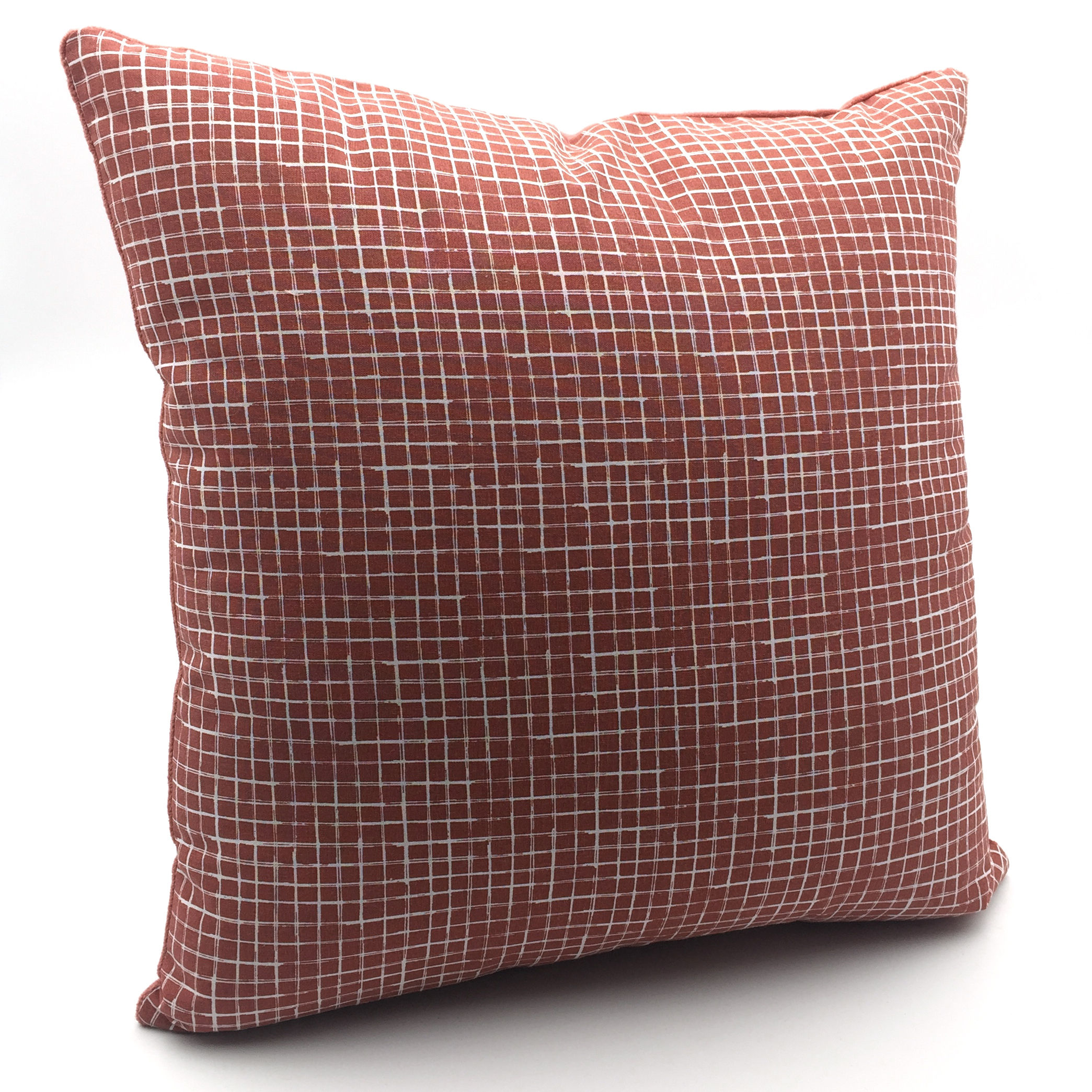 Coussin décoration coton imprimé carreaux TERRA ROSA, TODAY