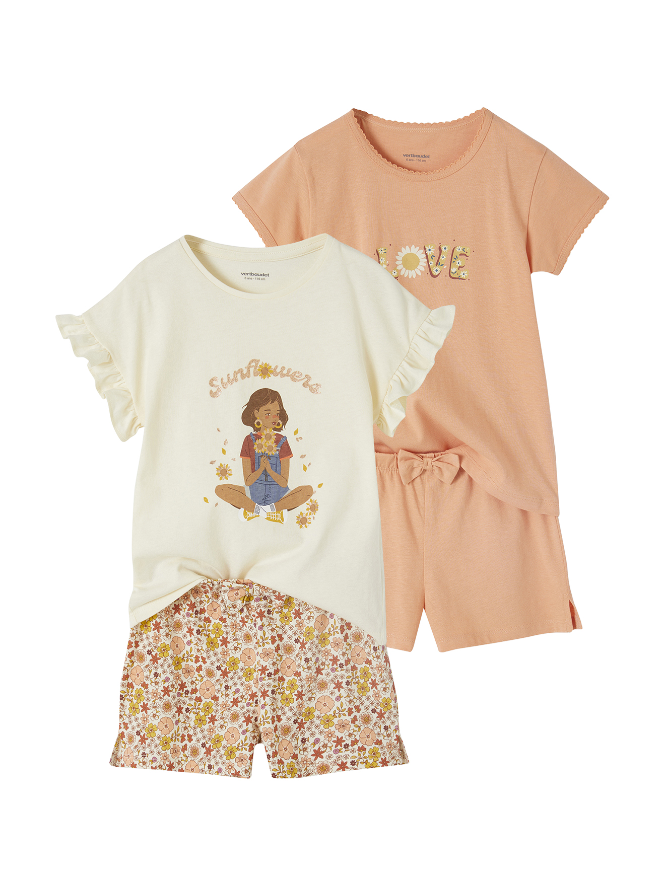 Lot de 2 pyjashorts en maille côtelée, VERTBAUDET