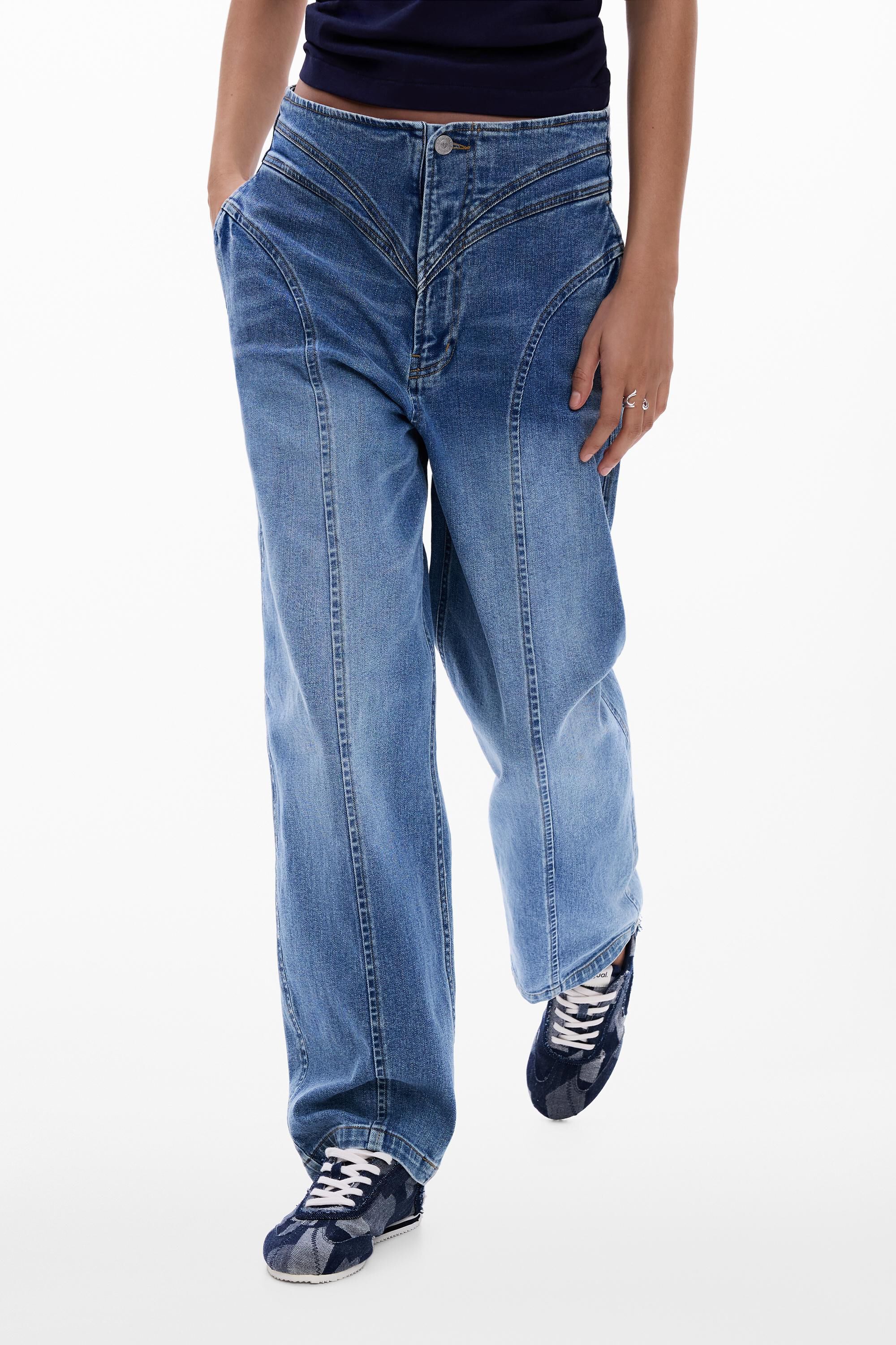 Pantalon en jean balloon coutures, DESIGUAL