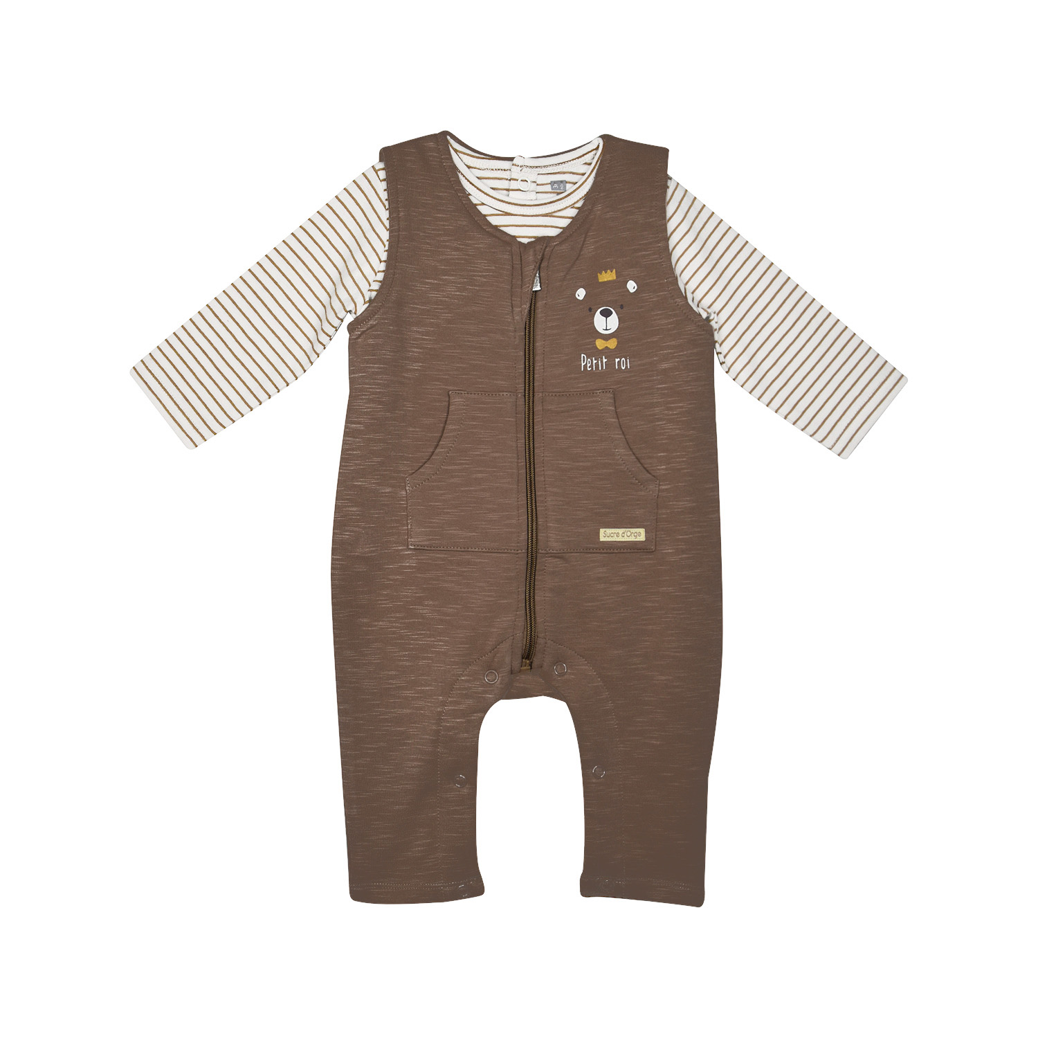 Ensemble tshirt salopette paulhenry maille ouverture integrale, SUCRE D'ORGE