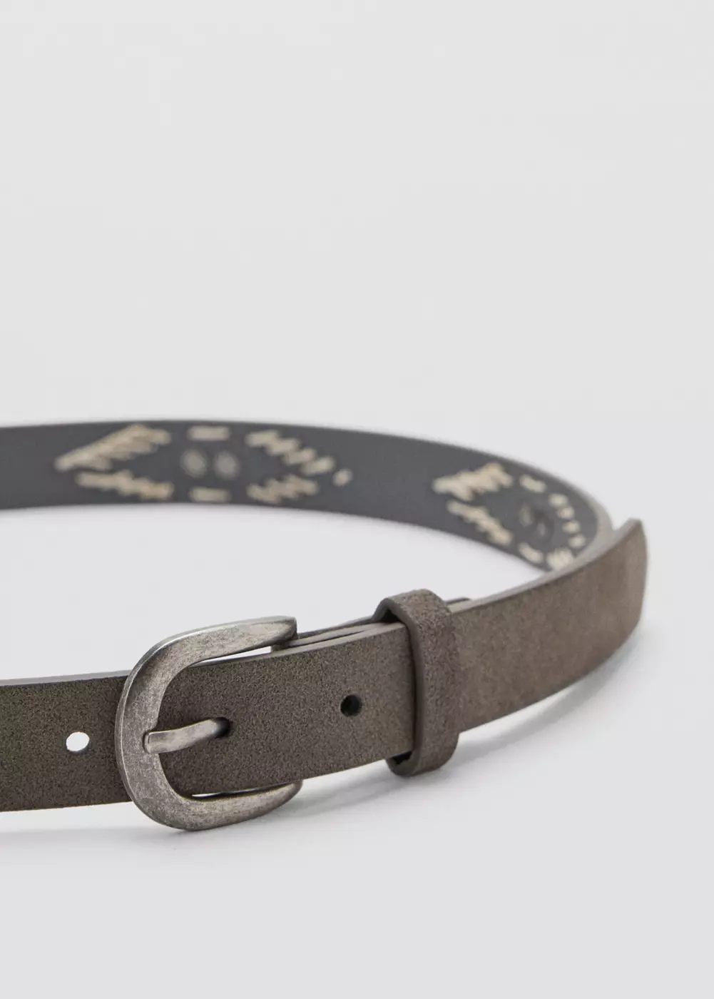Ceinture en cuir avec détails brodés, MANGO TEEN