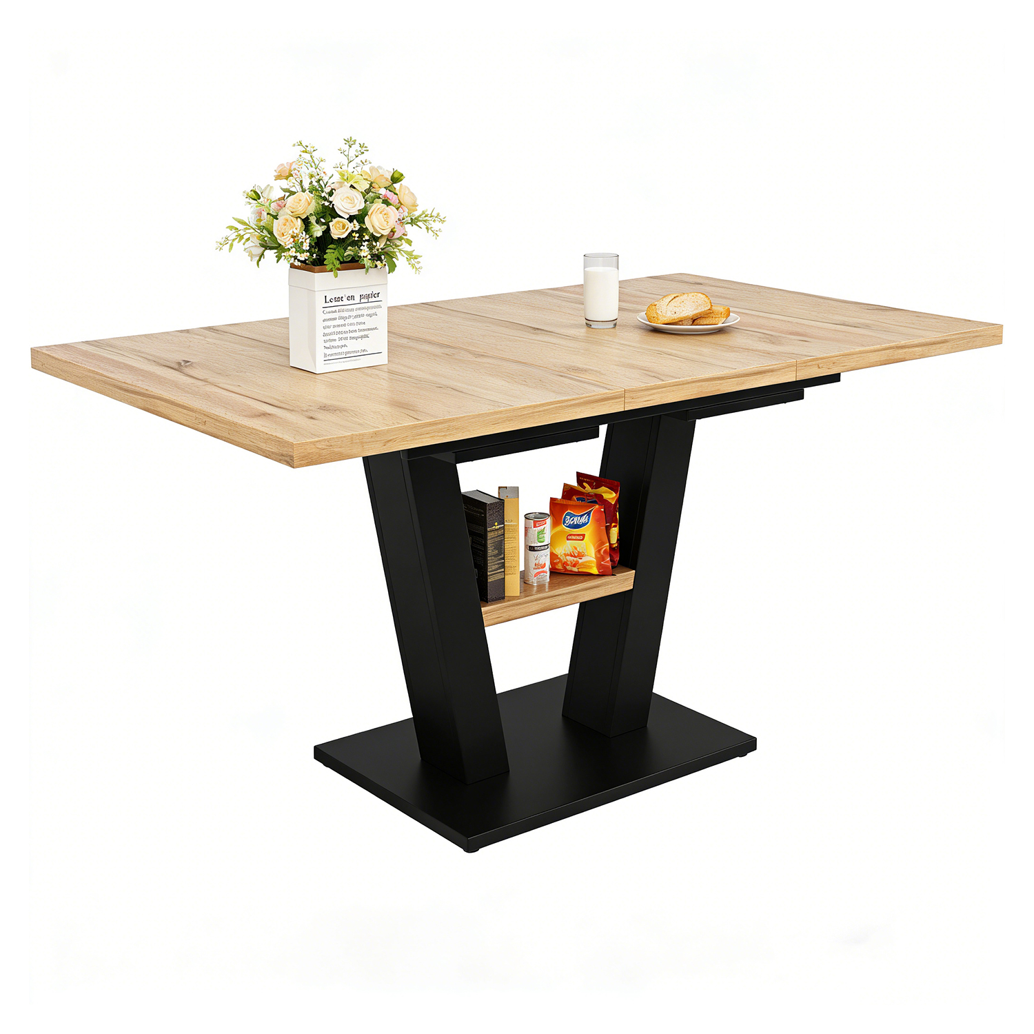 Table à manger extensible à allonge papillon intégrée, ZARAF, MEUBLES COSY