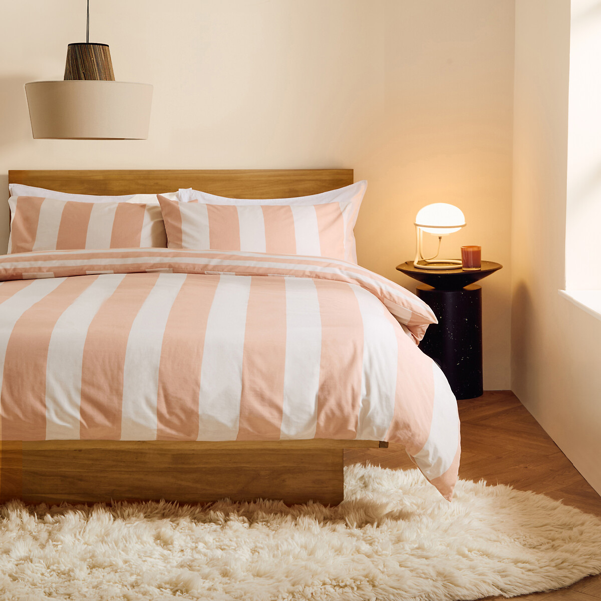 MADE.COM Wide Stripe 100% Cotton Reversible Duvet Cover and Pillowcase Set, MADE