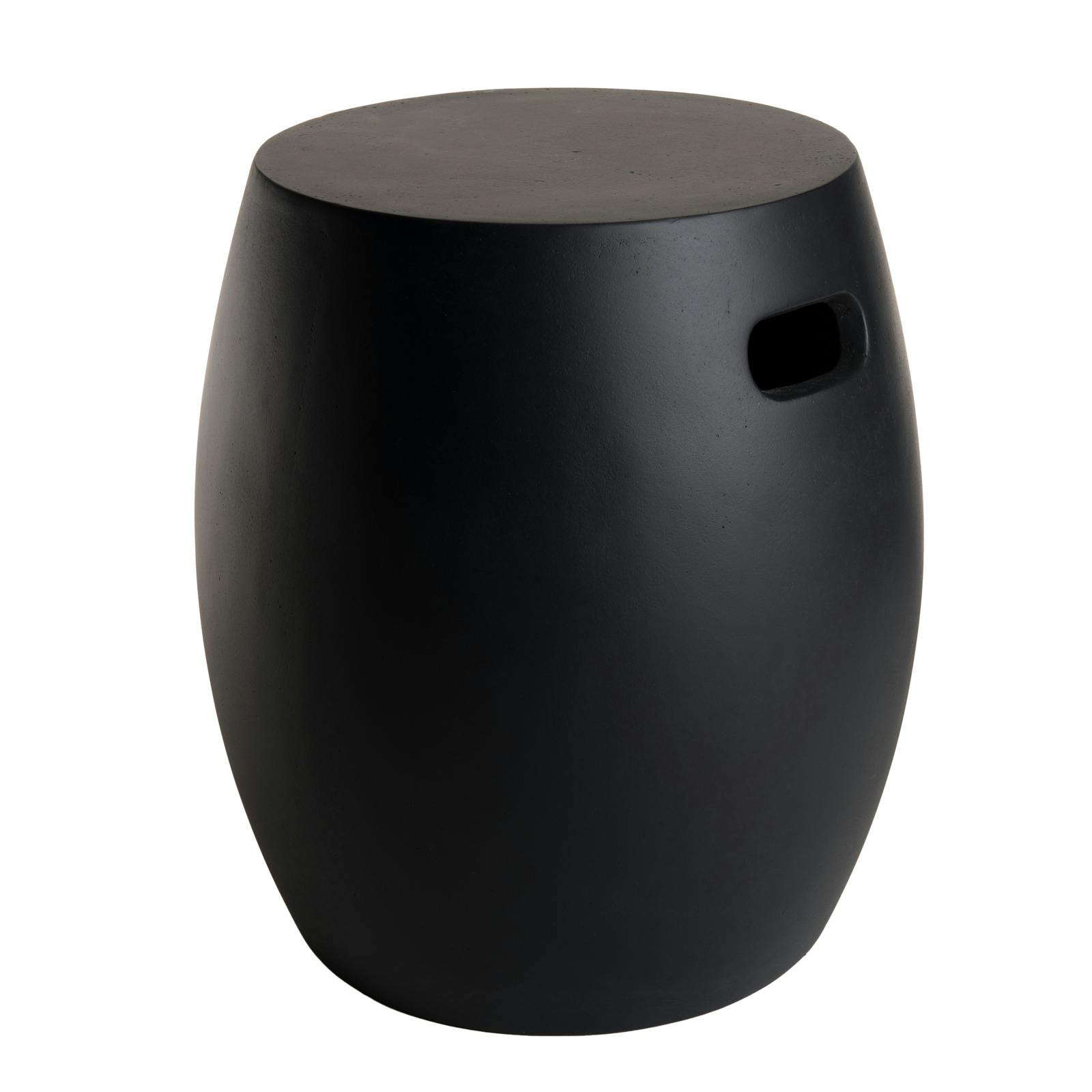 Table basse bout de canapé de jardin rond en béton noir forme tonneau 43cm SUMMER, PIER IMPORT