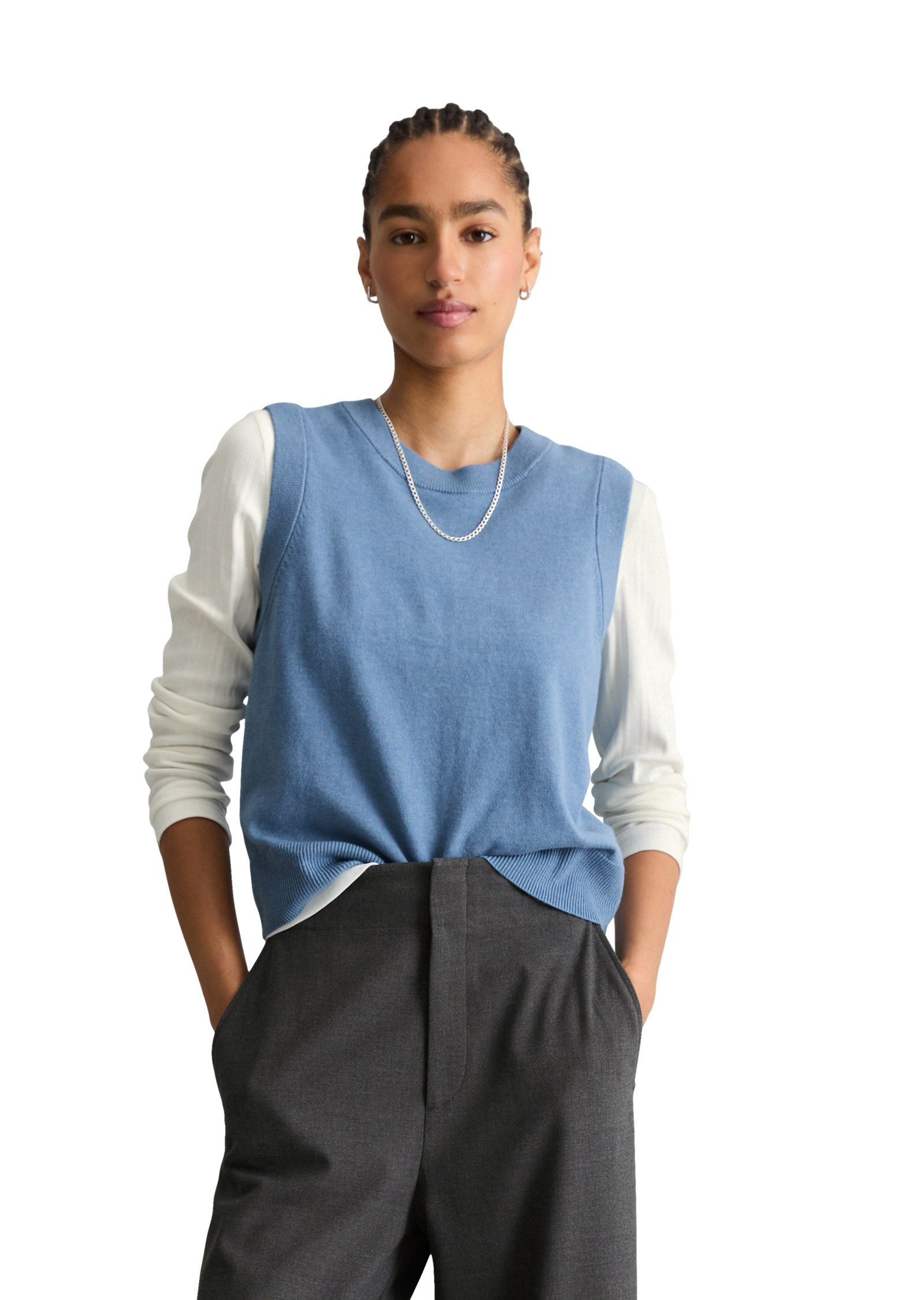 Pull sans manches coupe classique en Soft Cotton Stretch, MARC O’POLO DENIM