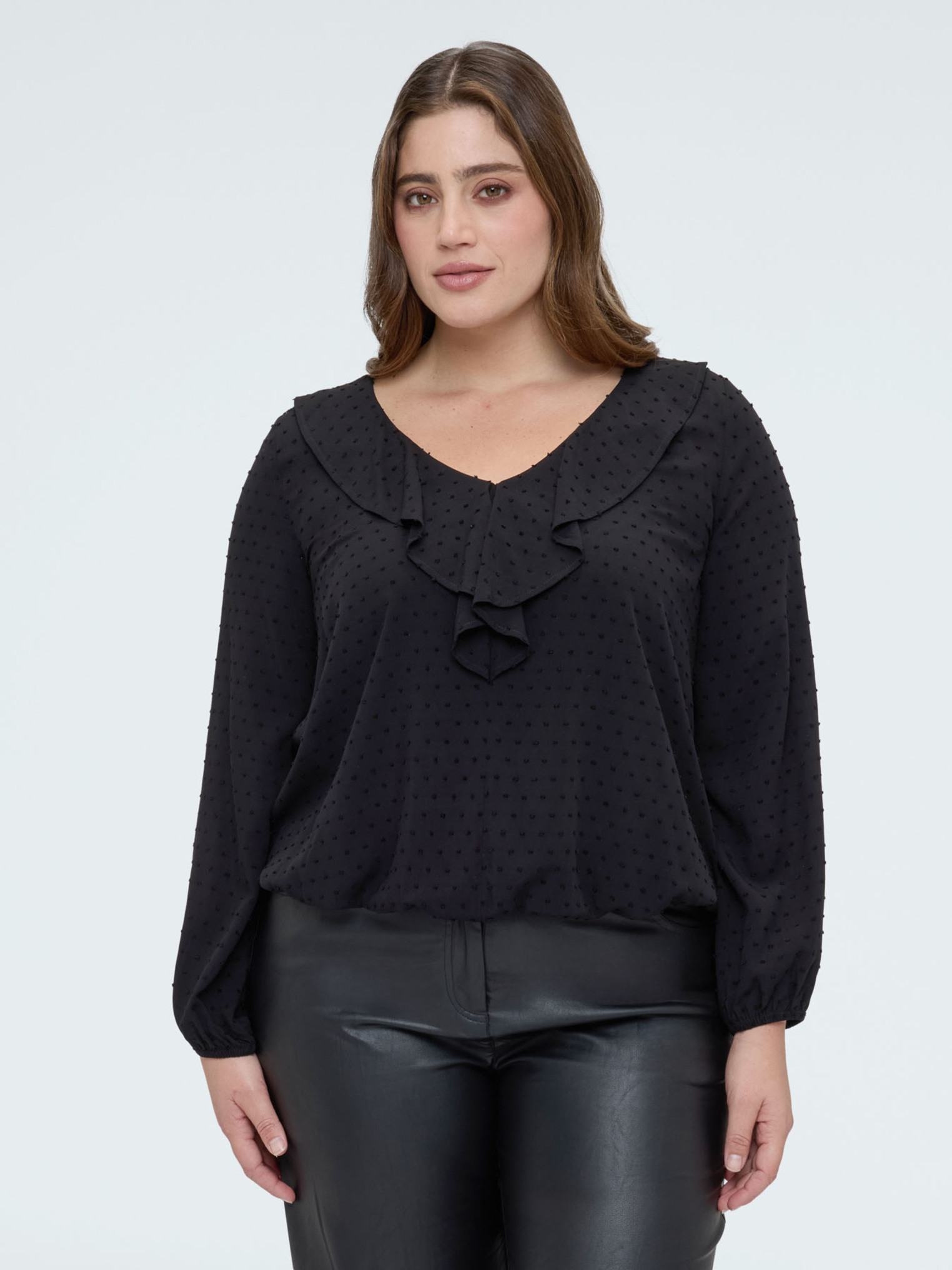 Blouse à pois avec volant, FIORELLA RUBINO