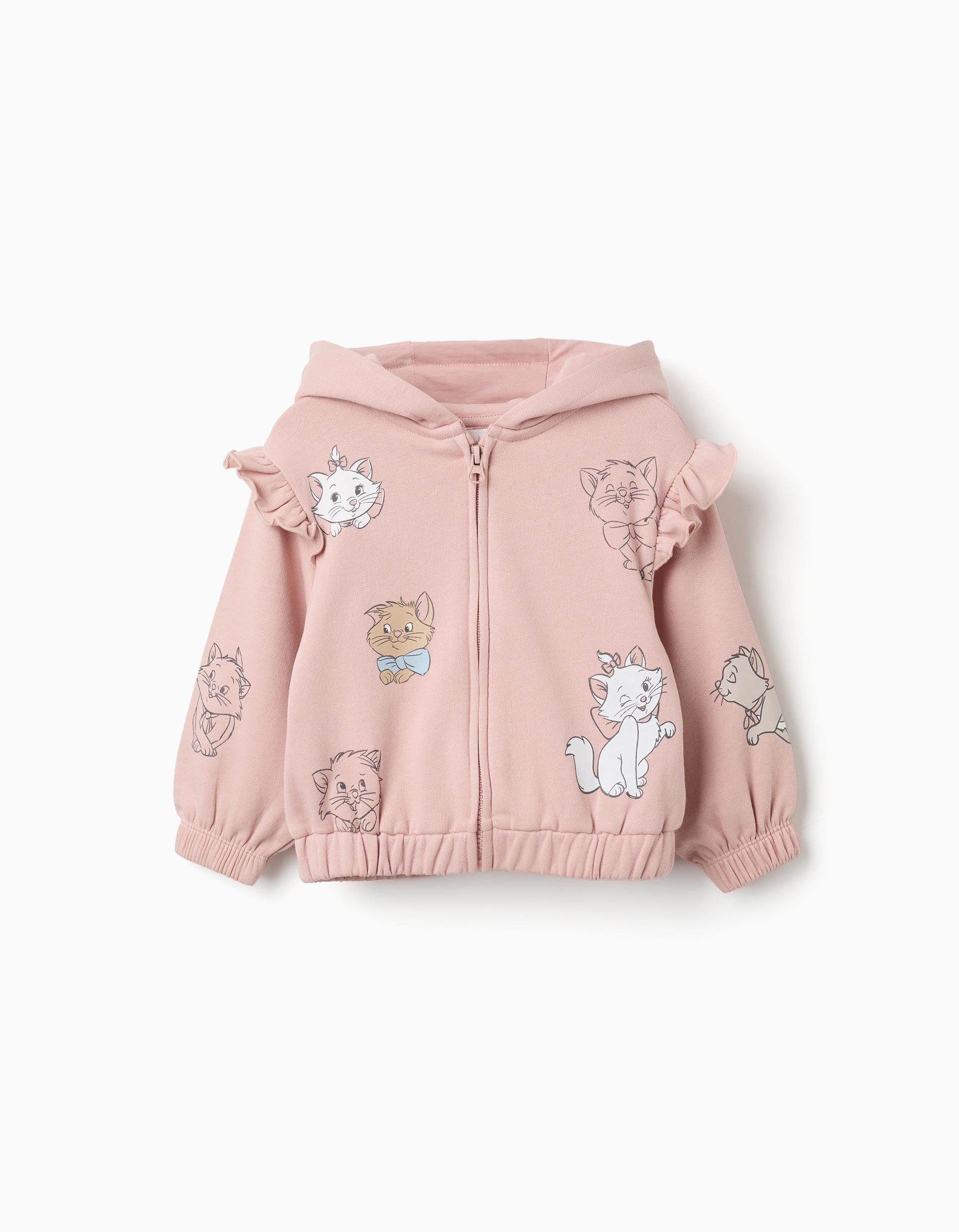 Sweat zippé en coton peigné à capuche et imprimés Les Aristochats, ZIPPY