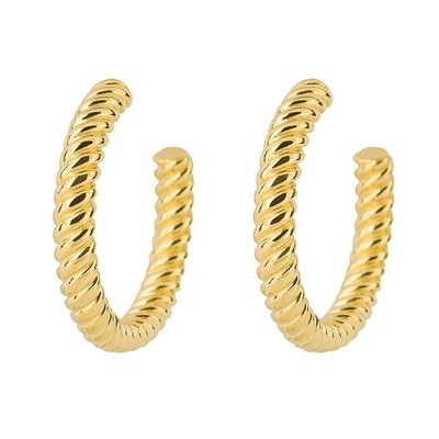Gold Plated Sterling Silver Rope Hoop Earrings FIORELLI