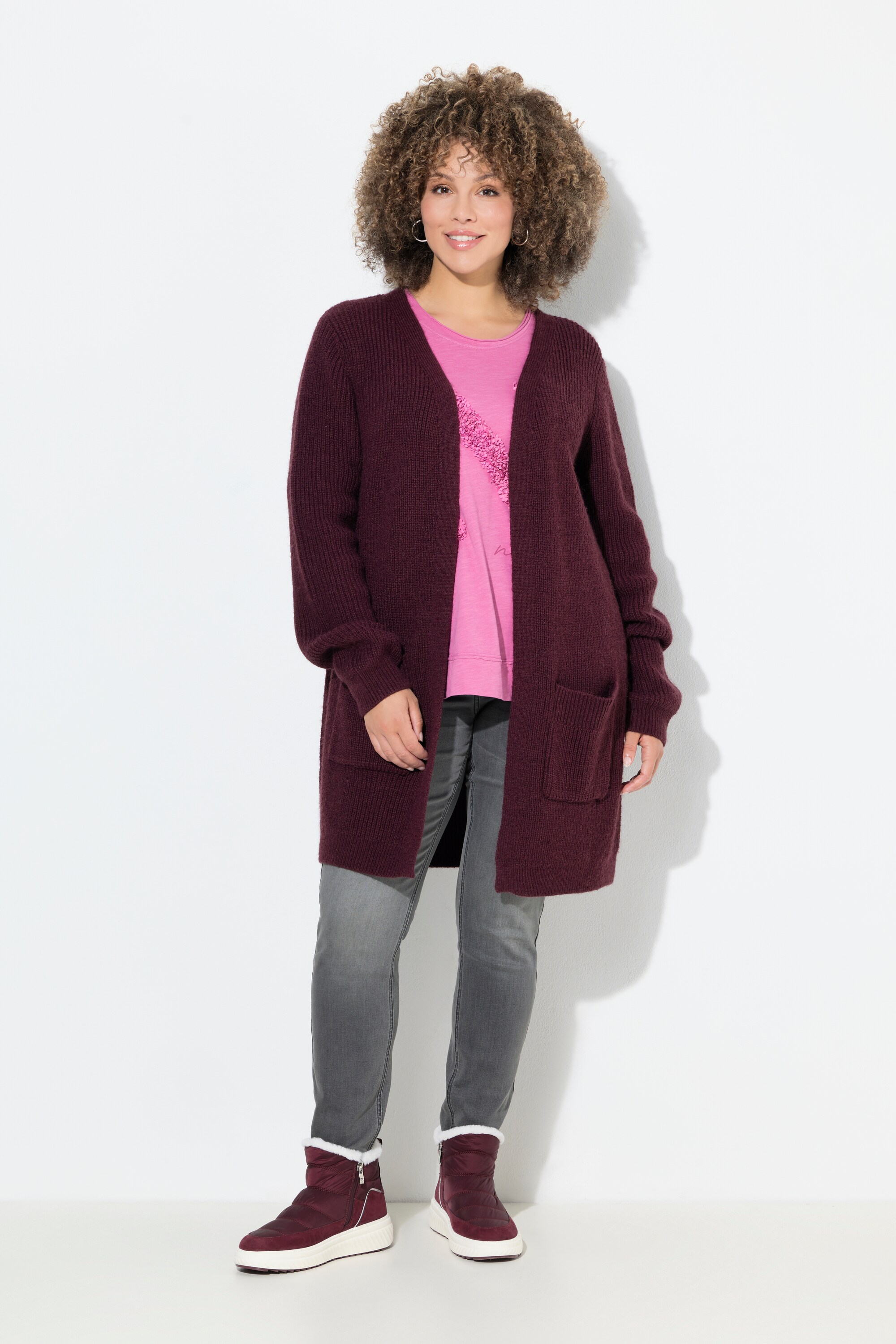 Cardigan long à col en V, ULLA POPKEN