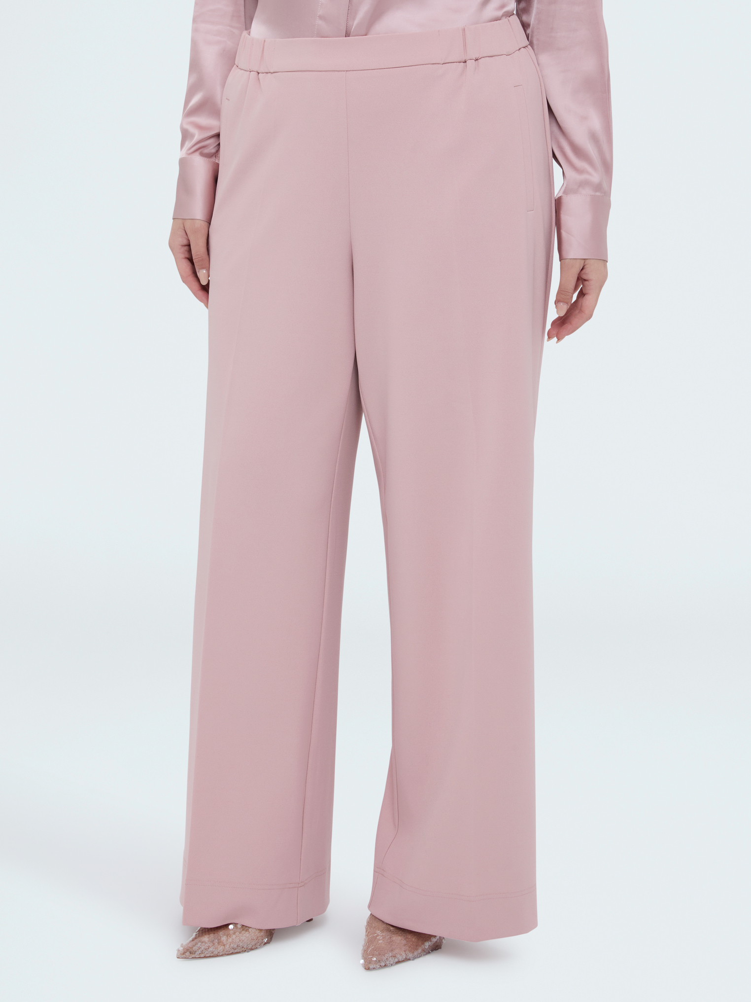 Pantalon Wide Leg en tissu stretch, FIORELLA RUBINO