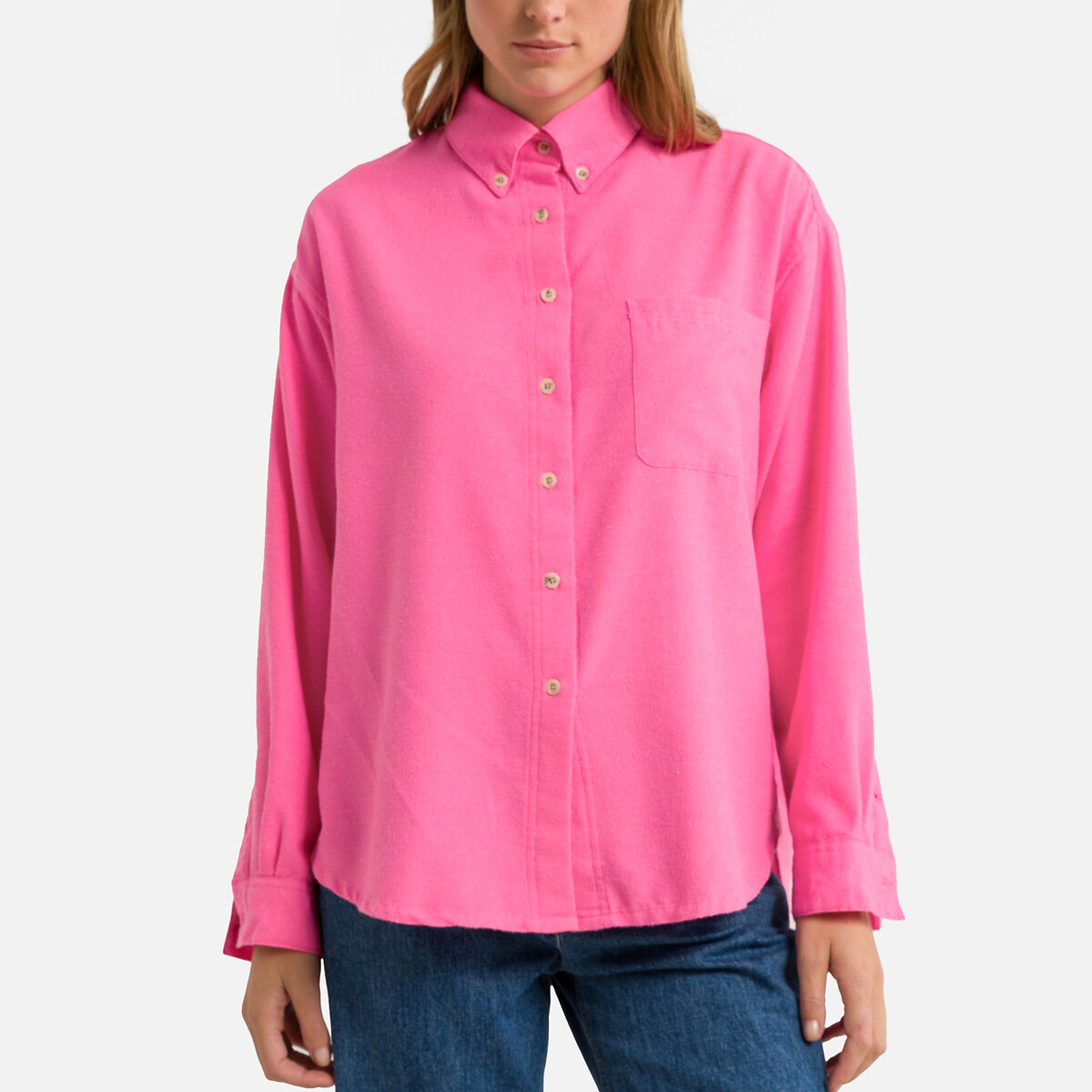 Dakota Sateen Boyfriend Shirt in Cotton Mix with 3/4 Length Sleeves
