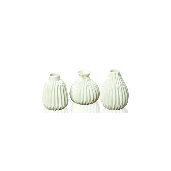Set De 3 Petits Vases Design En Porcelaine Blanche Couleur blanc <span itemprop=