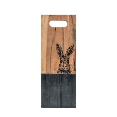 Large Black Marble Board with Hare Print SO'HOME