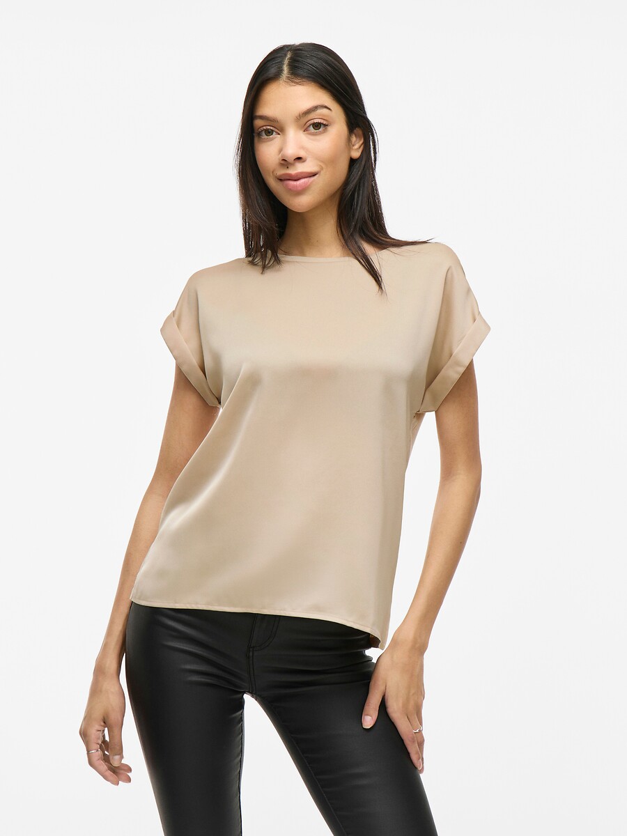 T-shirt satiné, col rond