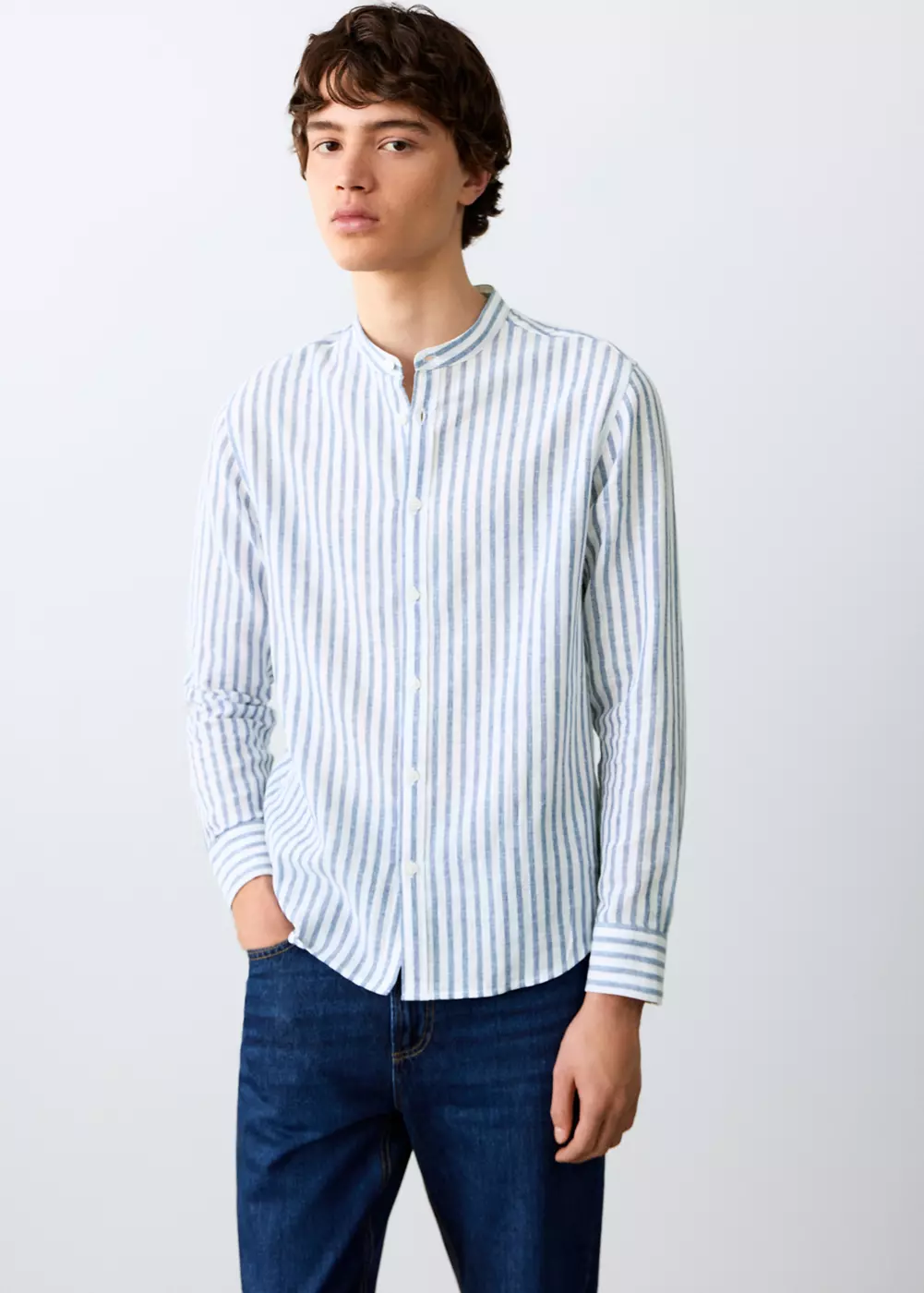 Chemise lin rayée, MANGO TEEN