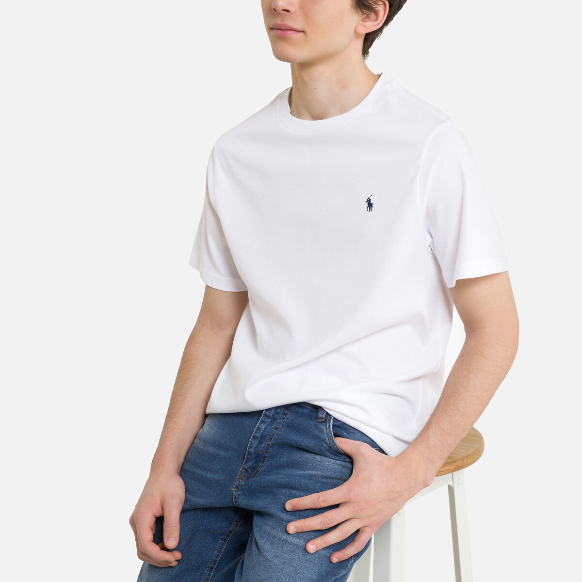 Image of Embroidered Logo Cotton T-Shirt with Short Sleeves, 6-14 Years