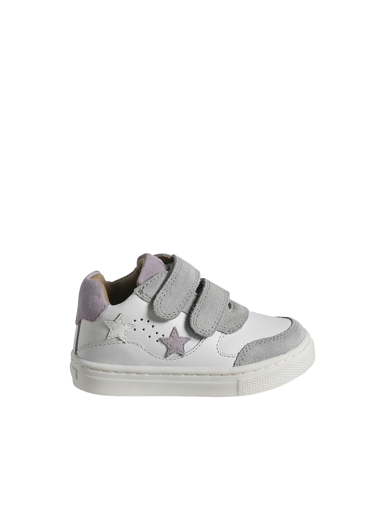 Baskets blanches scratchées cuir bébé, VERTBAUDET