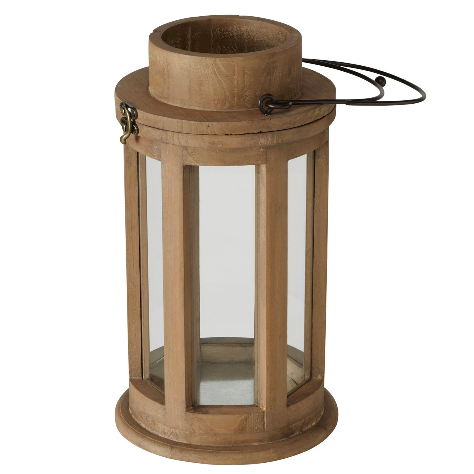 Lanterne ronde en bois et verre 19x19x34cm, WADIGA