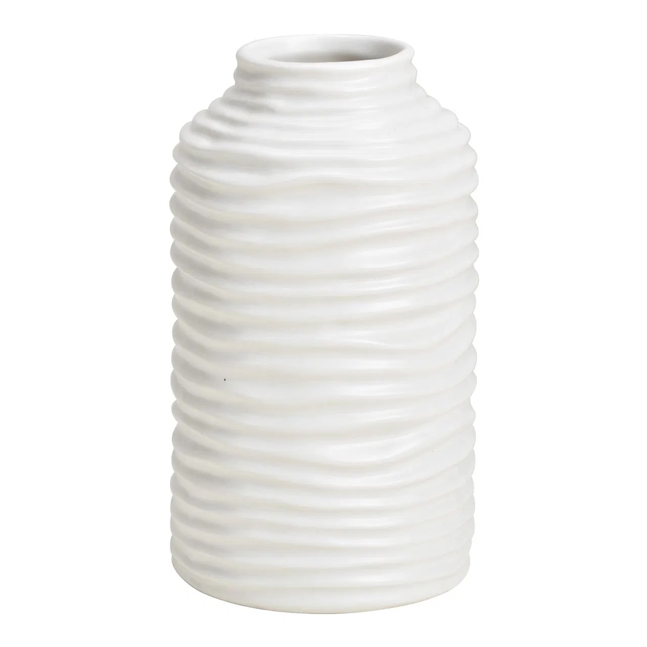 Vase en céramique strié blanc, EDEN