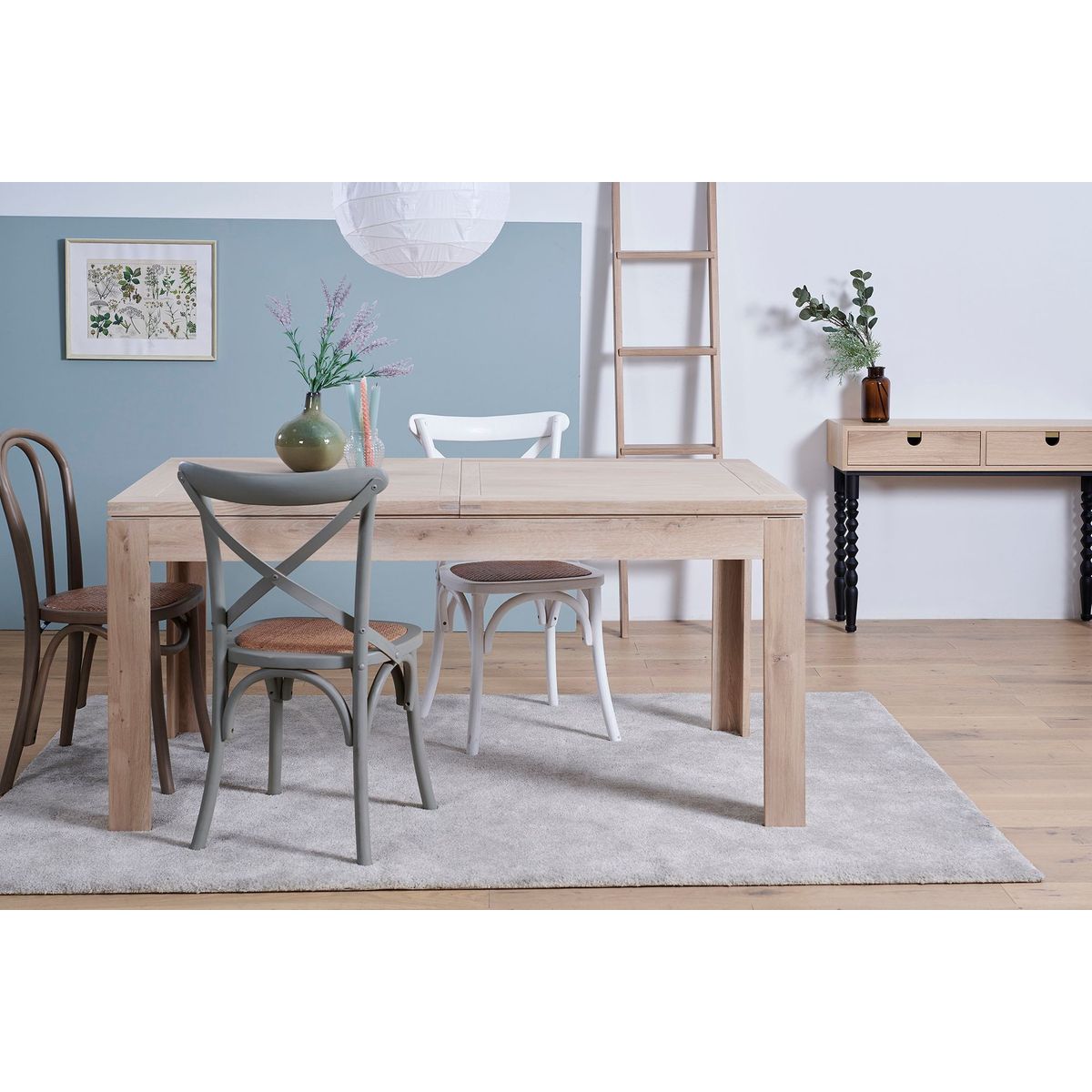Table à manger rectangulaire extensible en bois L160/240 BONIE - HELLIN
