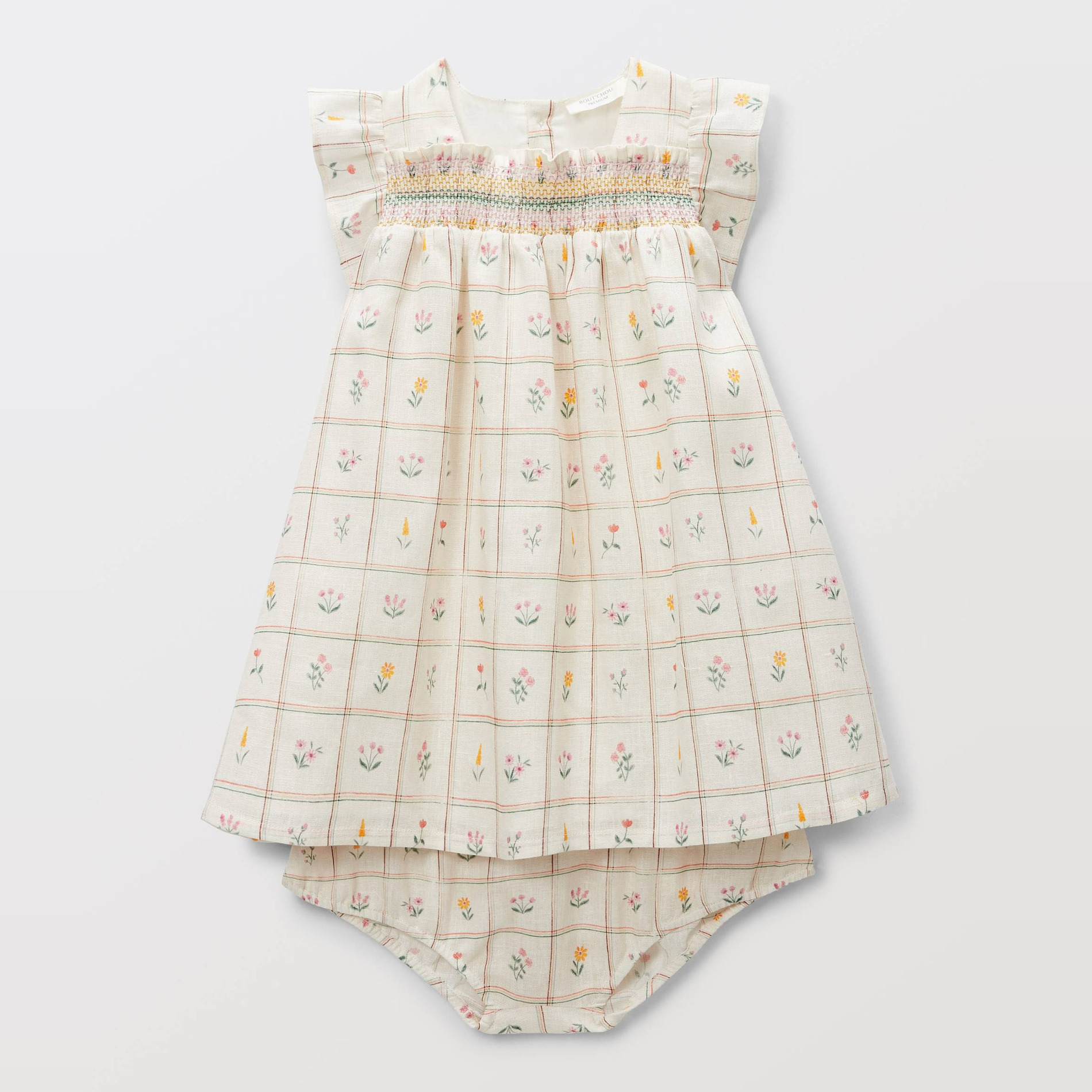 Robe avec bloomer imprimés contenant du lin - collection Cérémonie, BOUT'CHOU