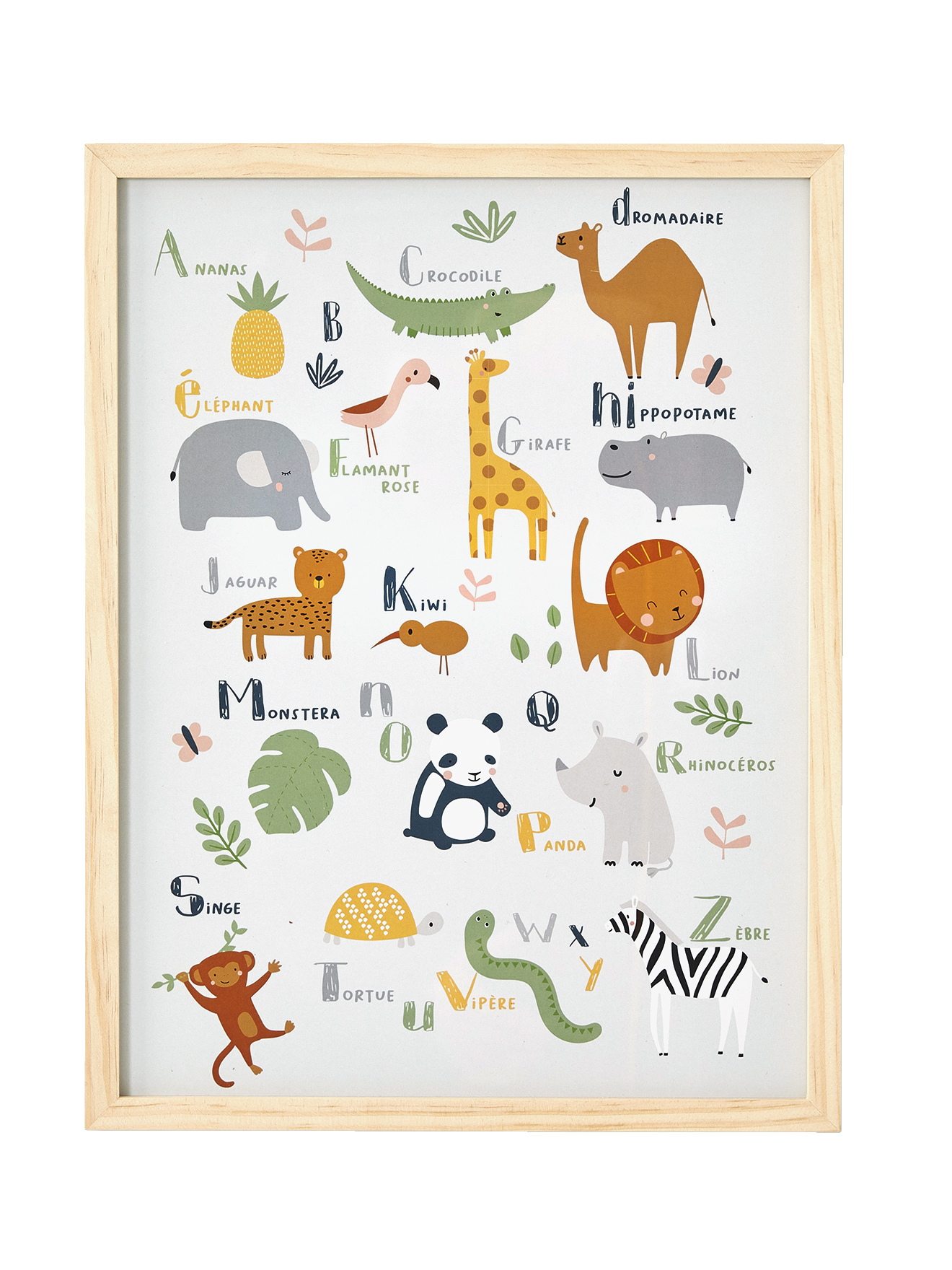 Cadre + affiche Abécédaire Jungle, VERTBAUDET