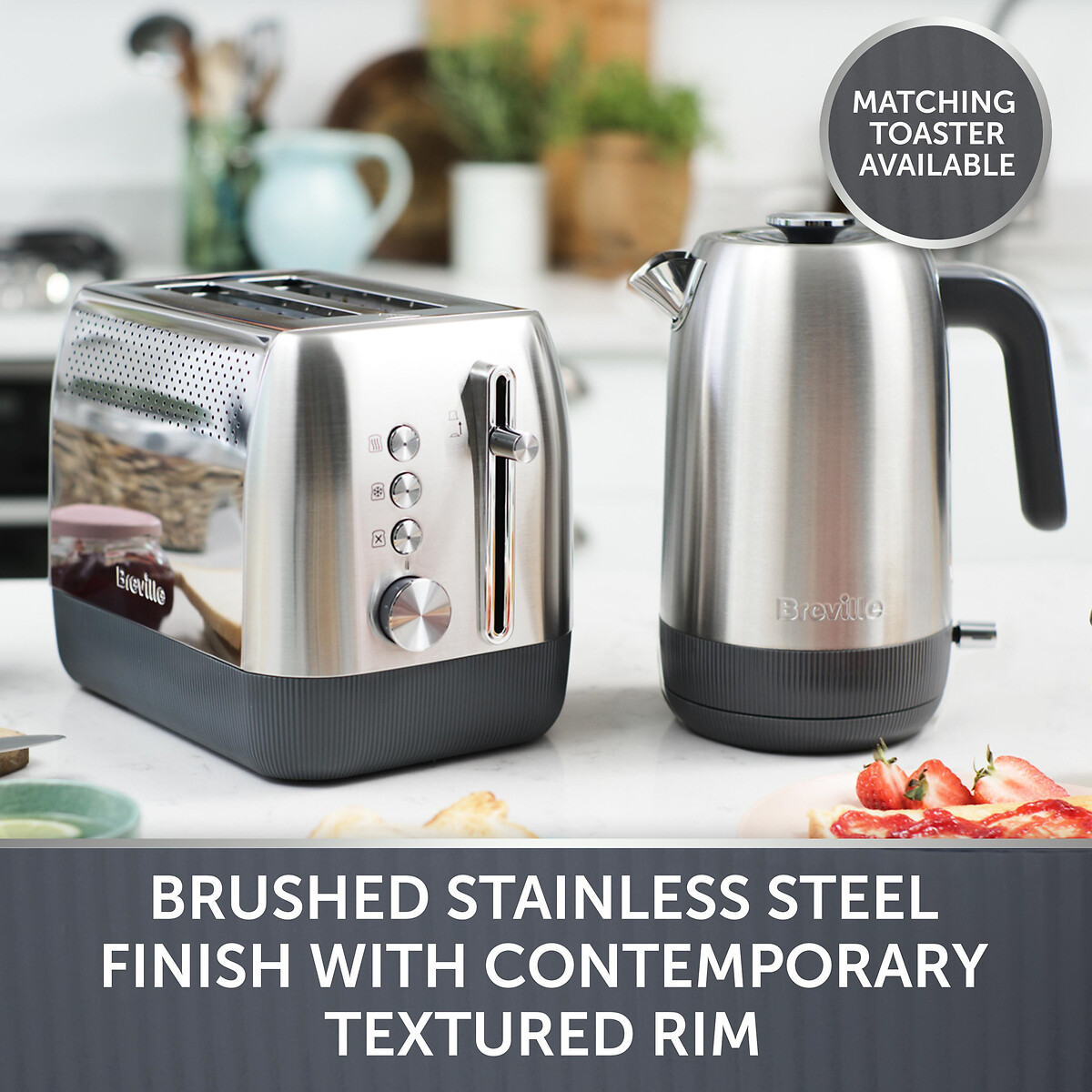 brushed steel kettle and toaster